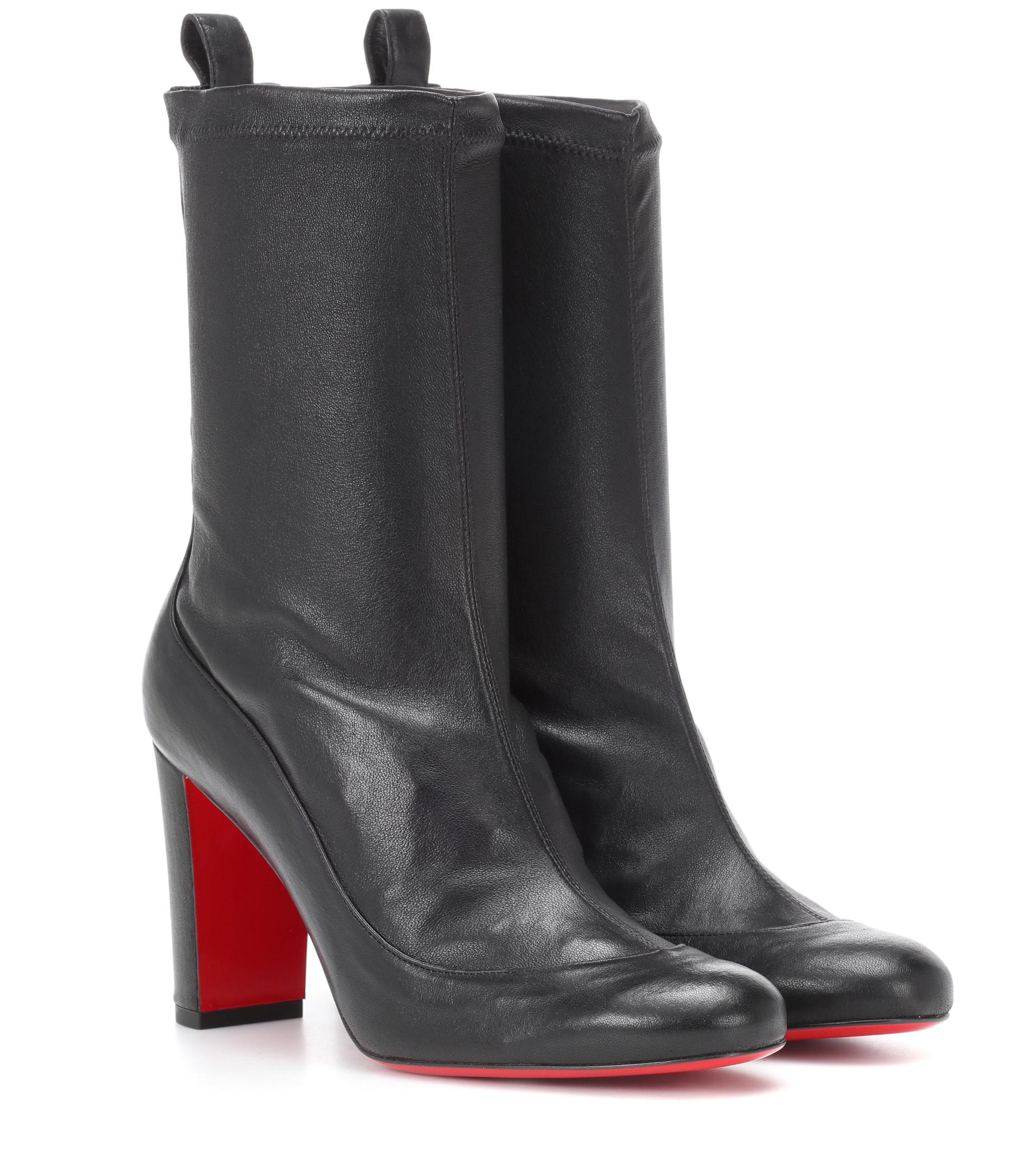 Christian Louboutin Gena Bootie 85 Leather Ankle Boots in Black - Lyst