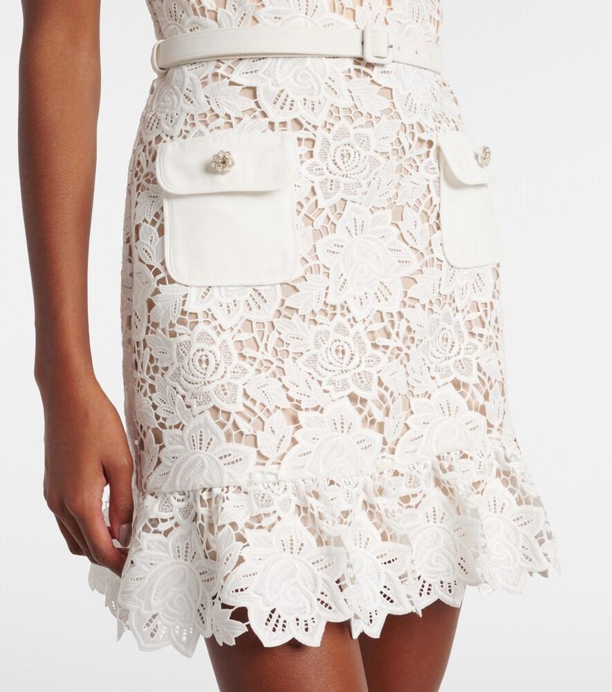 slim fit dress slacks Self-Portrait - Kjoler - Floral Lace Mini Dress - White main image 0