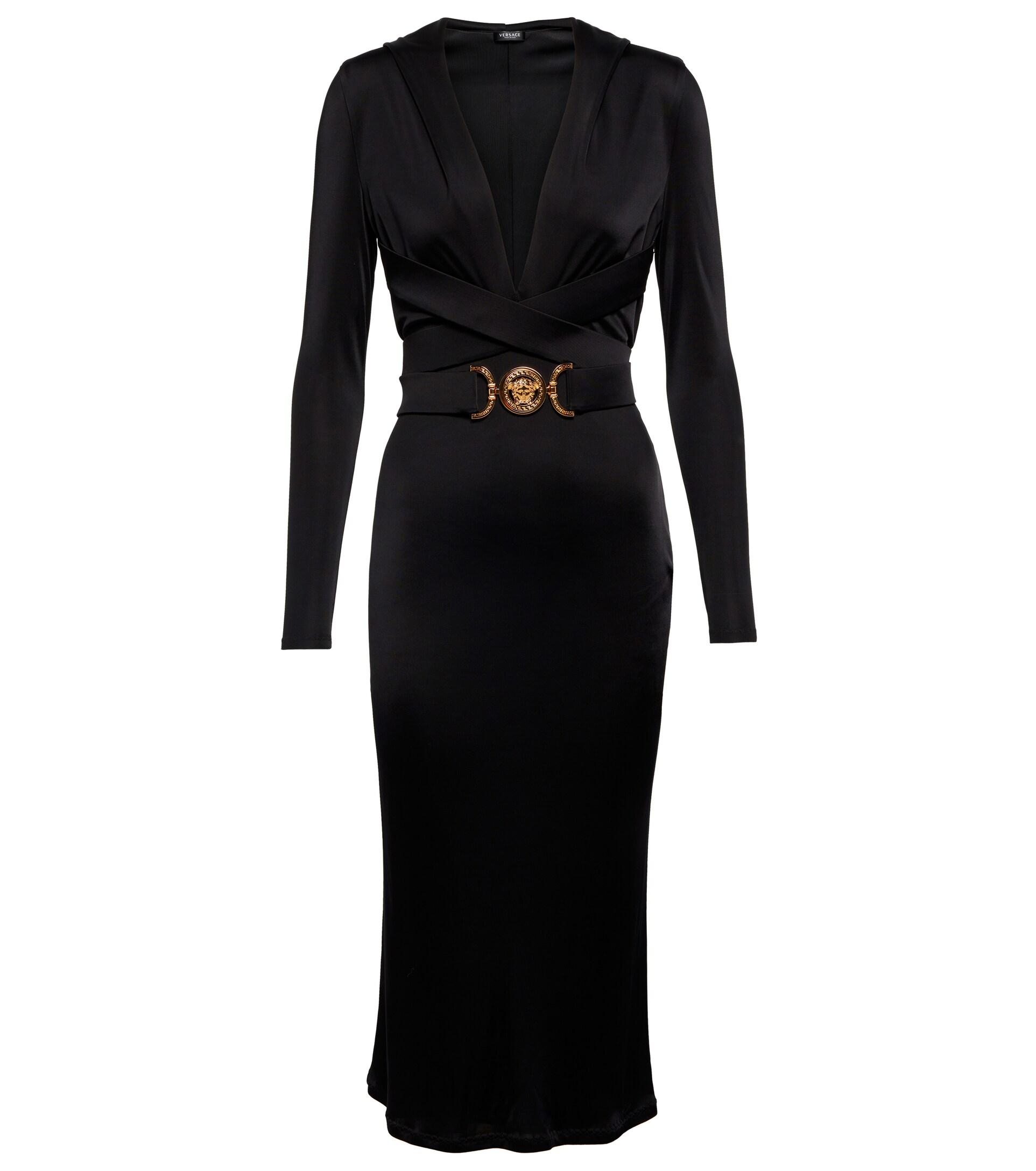 Versace Medusa Biggie Hooded Midi Dress in Black | Lyst