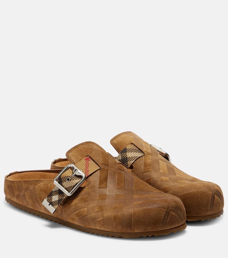 【Burberry】BROWN CANVAS MULES Burberry Brown Canvas Mules Burberry