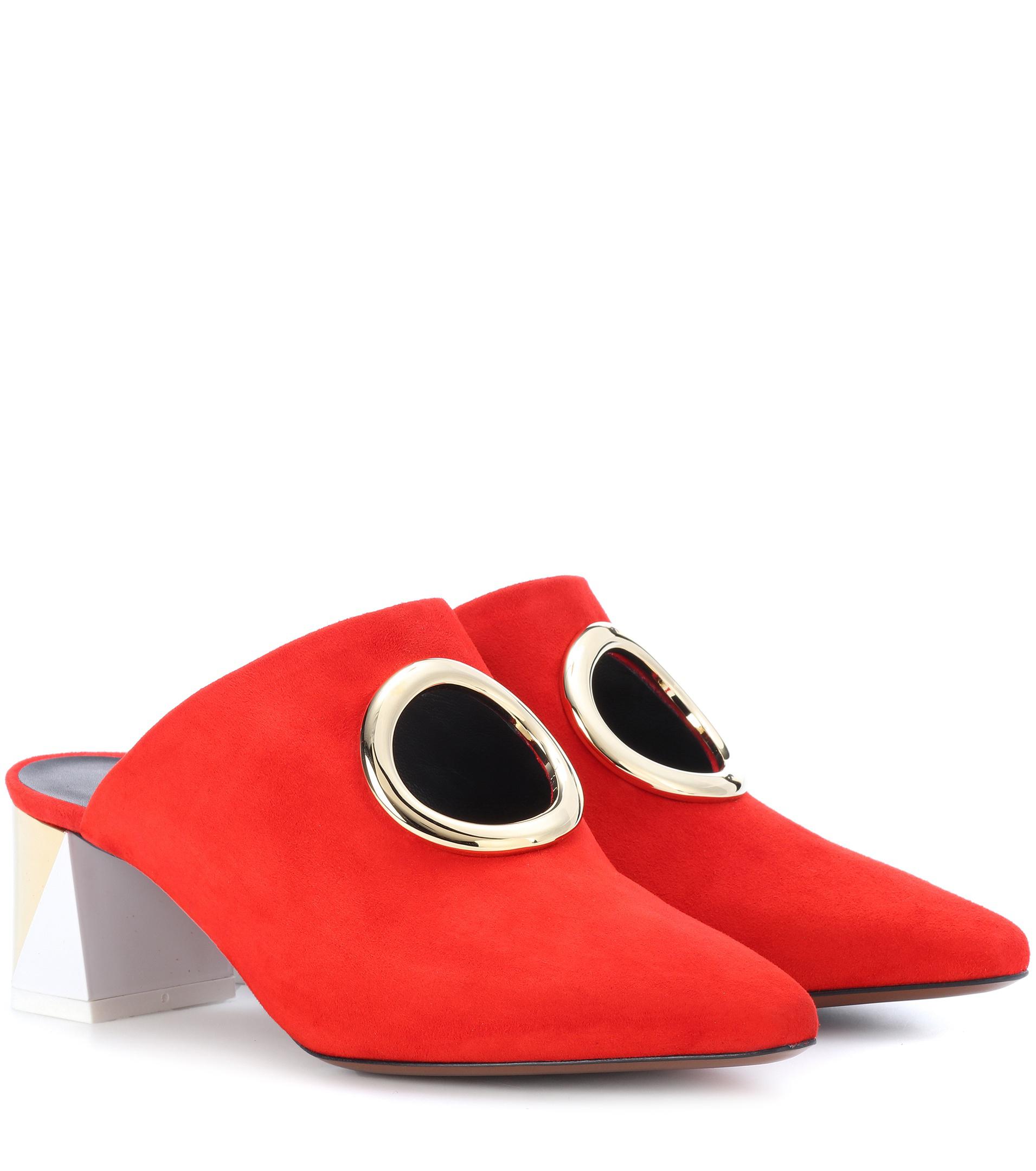 red pointed mules