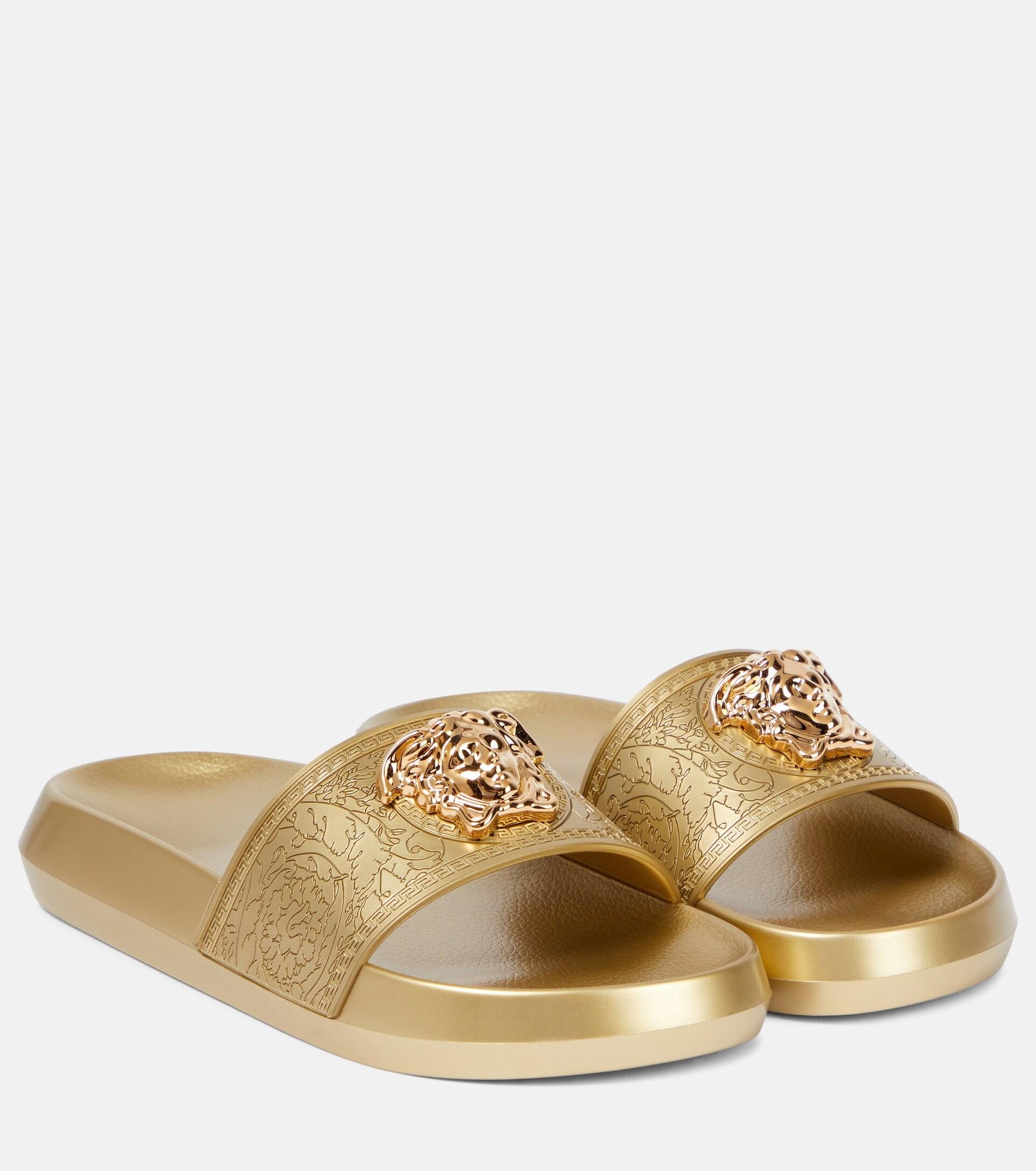 Versace La Medusa Slides in Metallic | Lyst