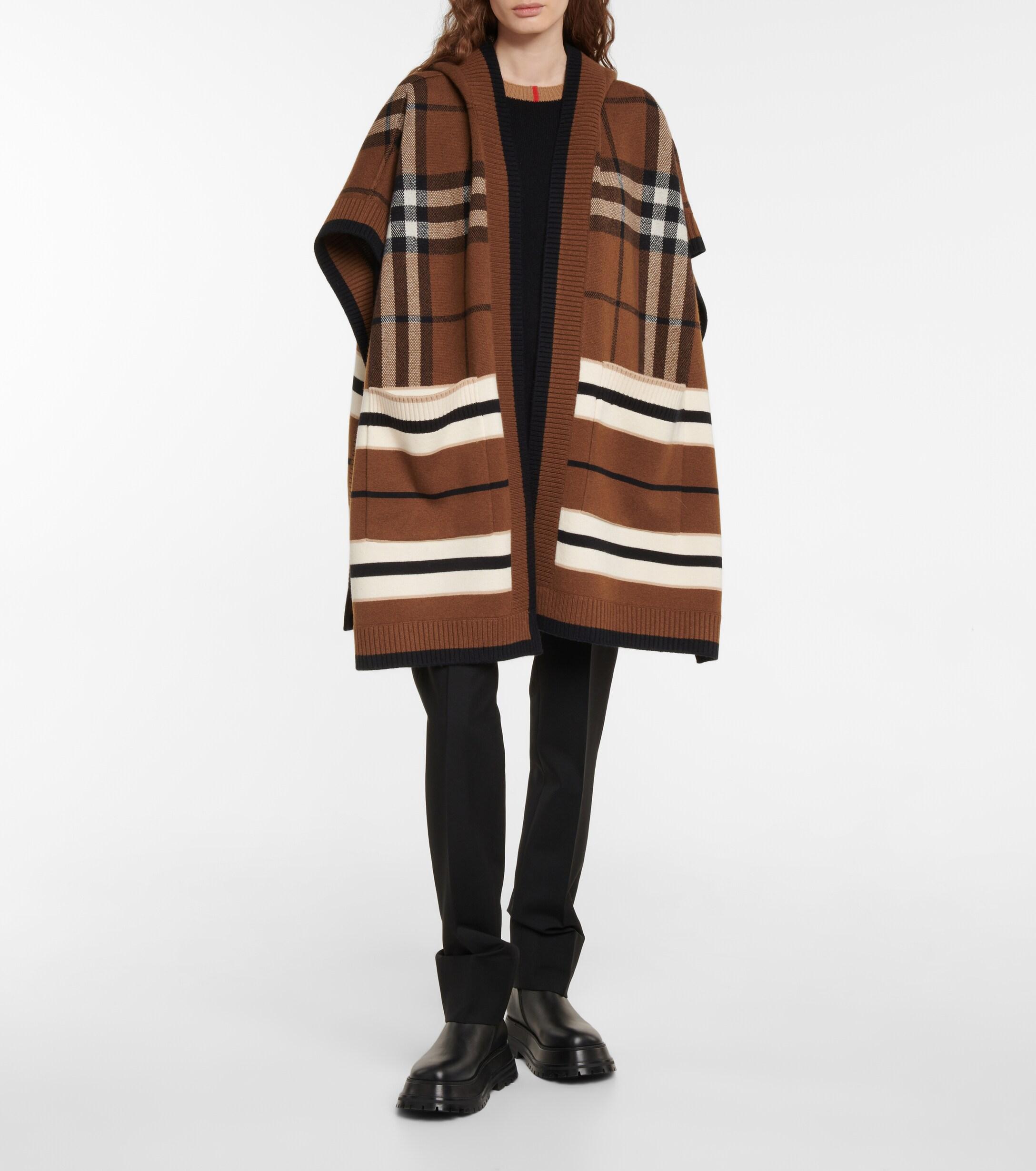 burberry check wool cashmere cape