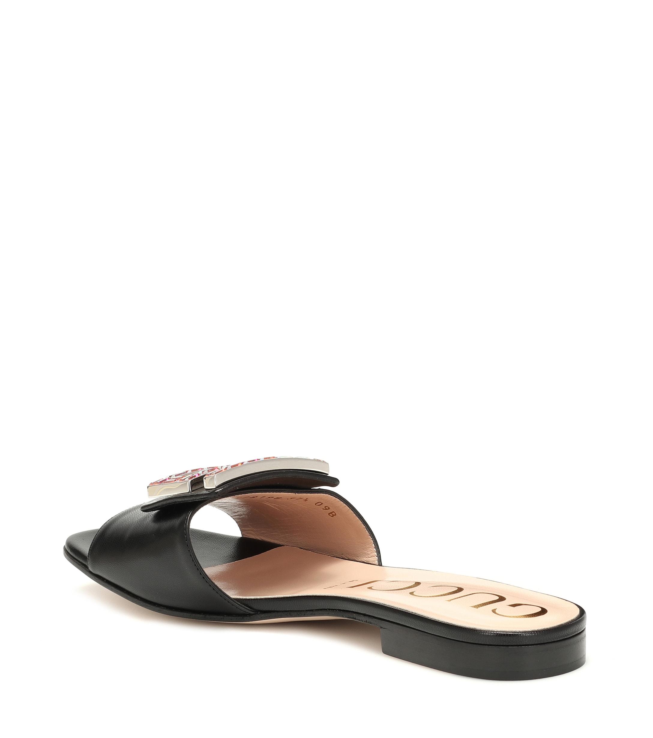 gucci crystal embellished slides