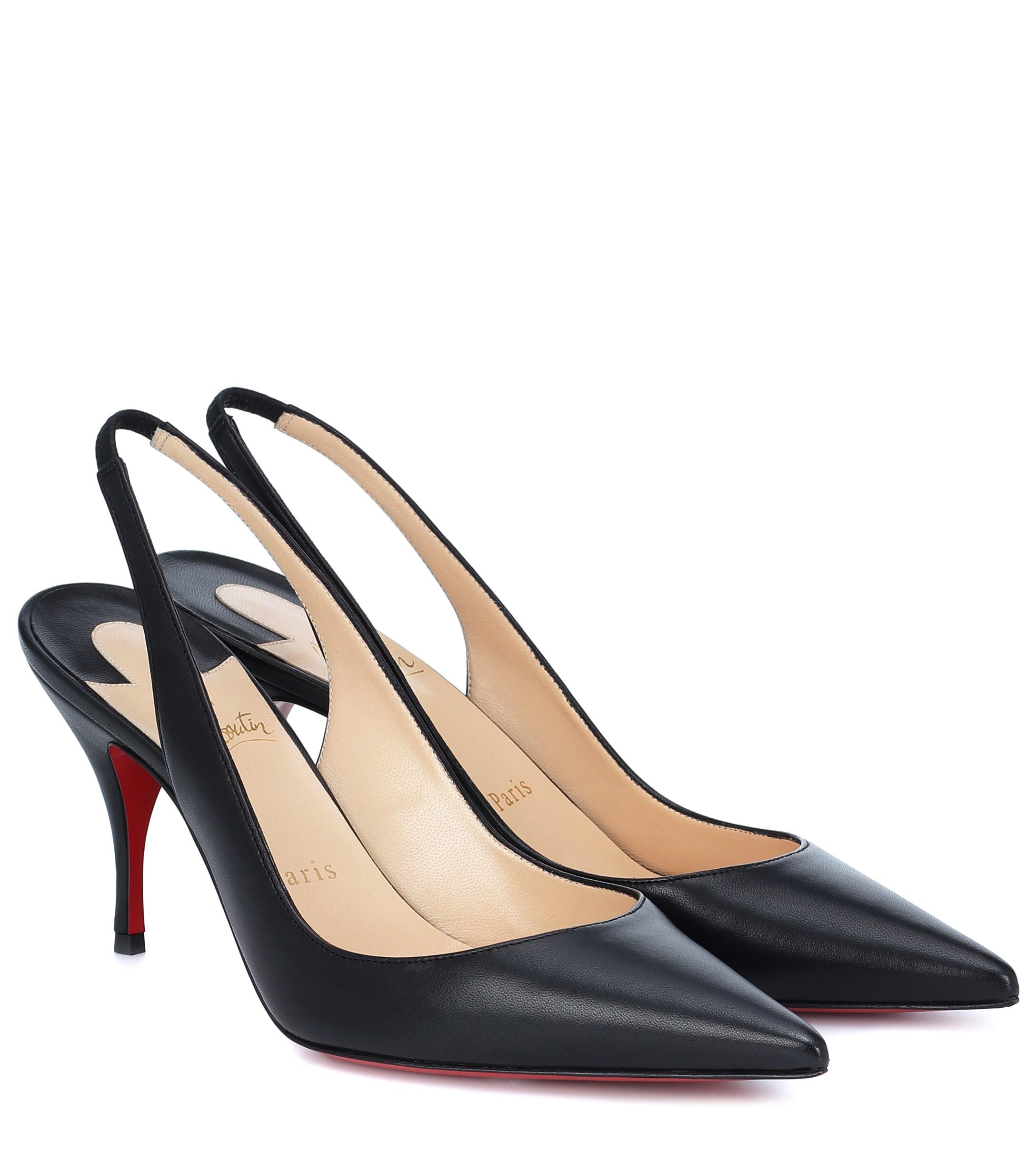 Christian Louboutin Clare Sling 80 Leather Slingback Pump in Black 