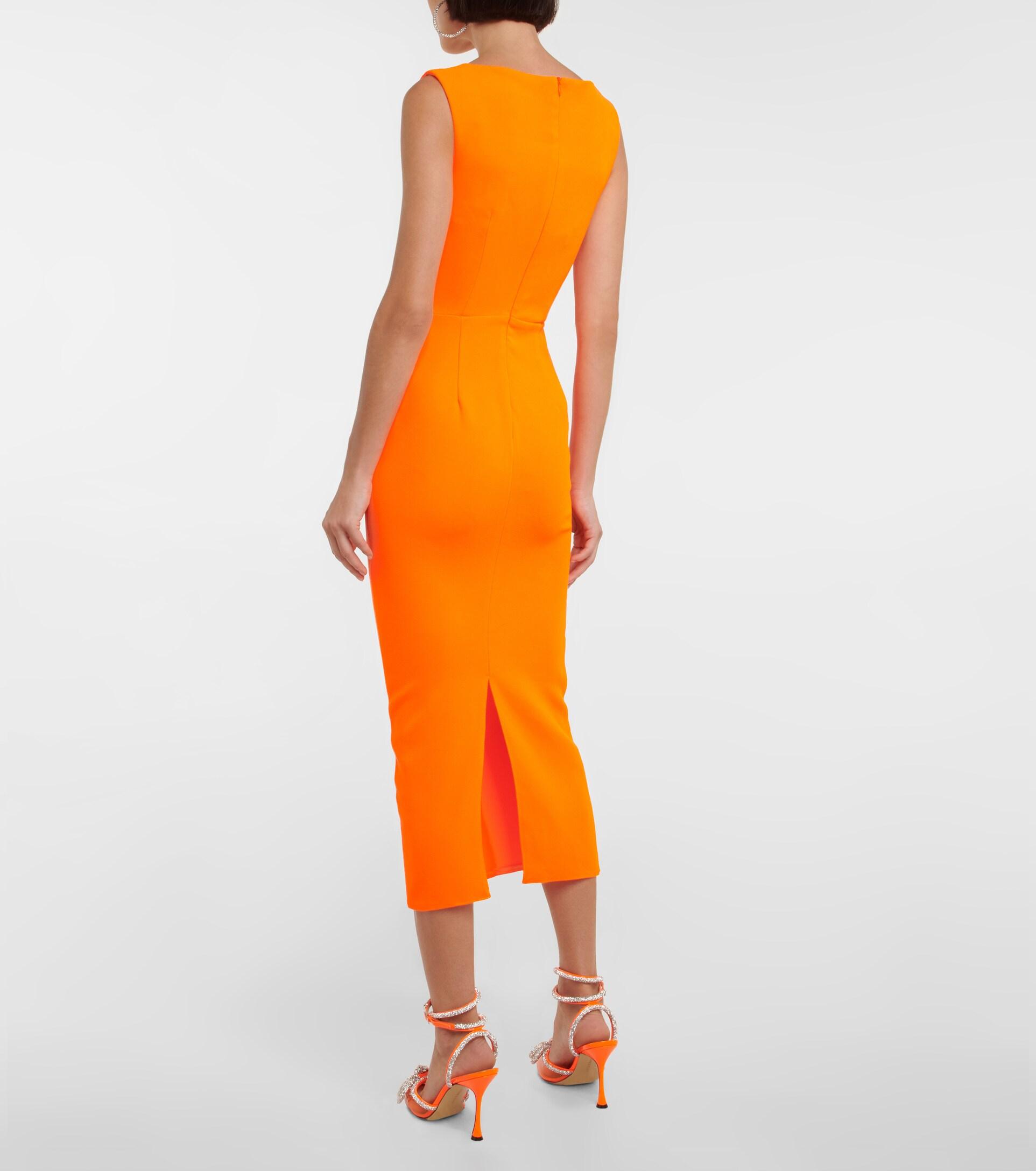 Alex Perry Claron Crepe Midi Dress in Orange | Lyst