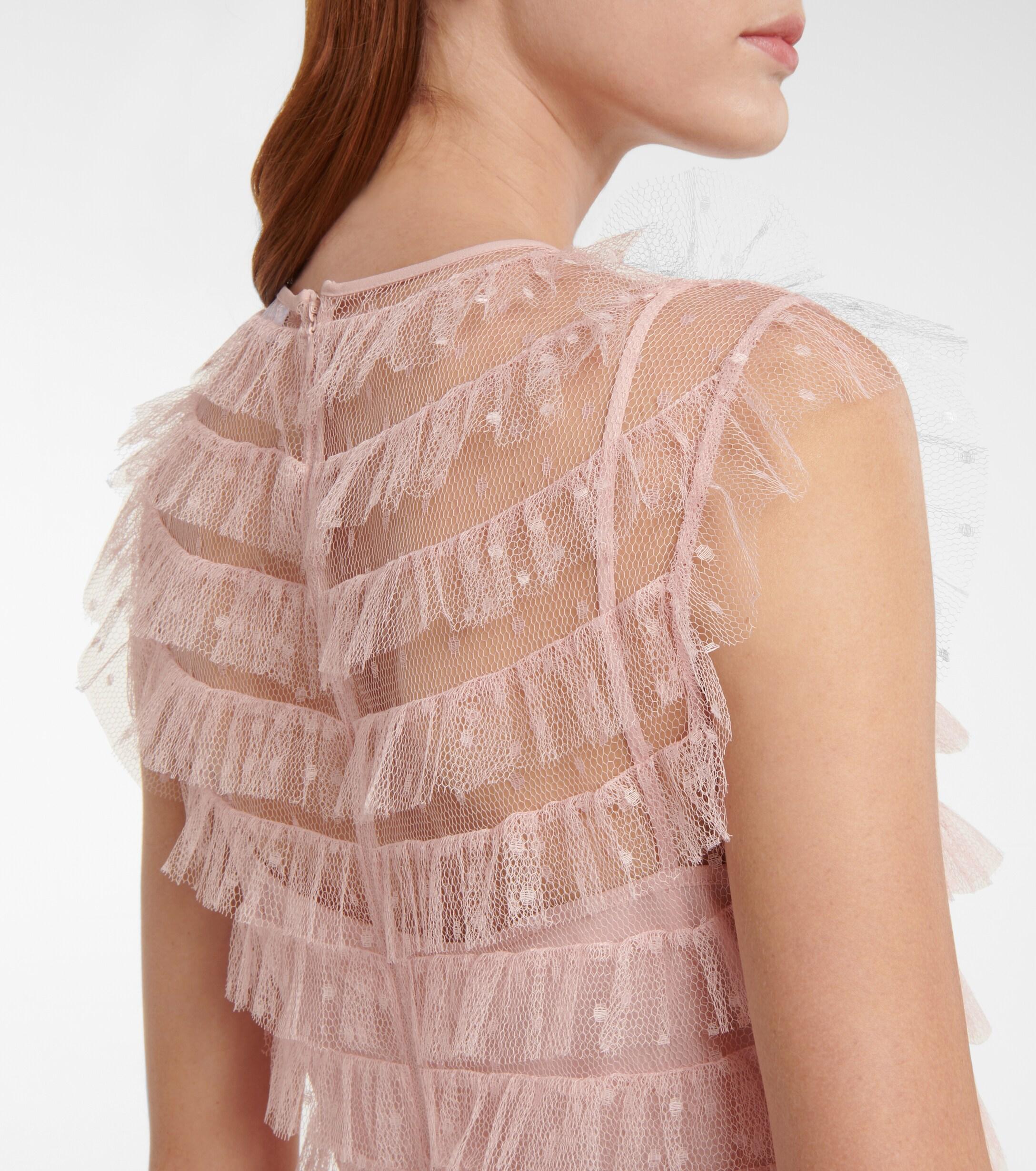 RED Valentino Point D'esprit Tulle Maxi Dress in Pink | Lyst