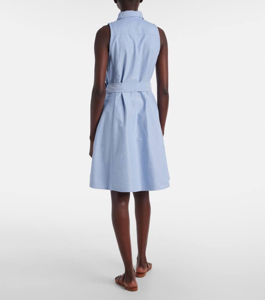 Polo Ralph Lauren Belted Oxford Sleeveless Mini Shirtdress in Blue | Lyst UK