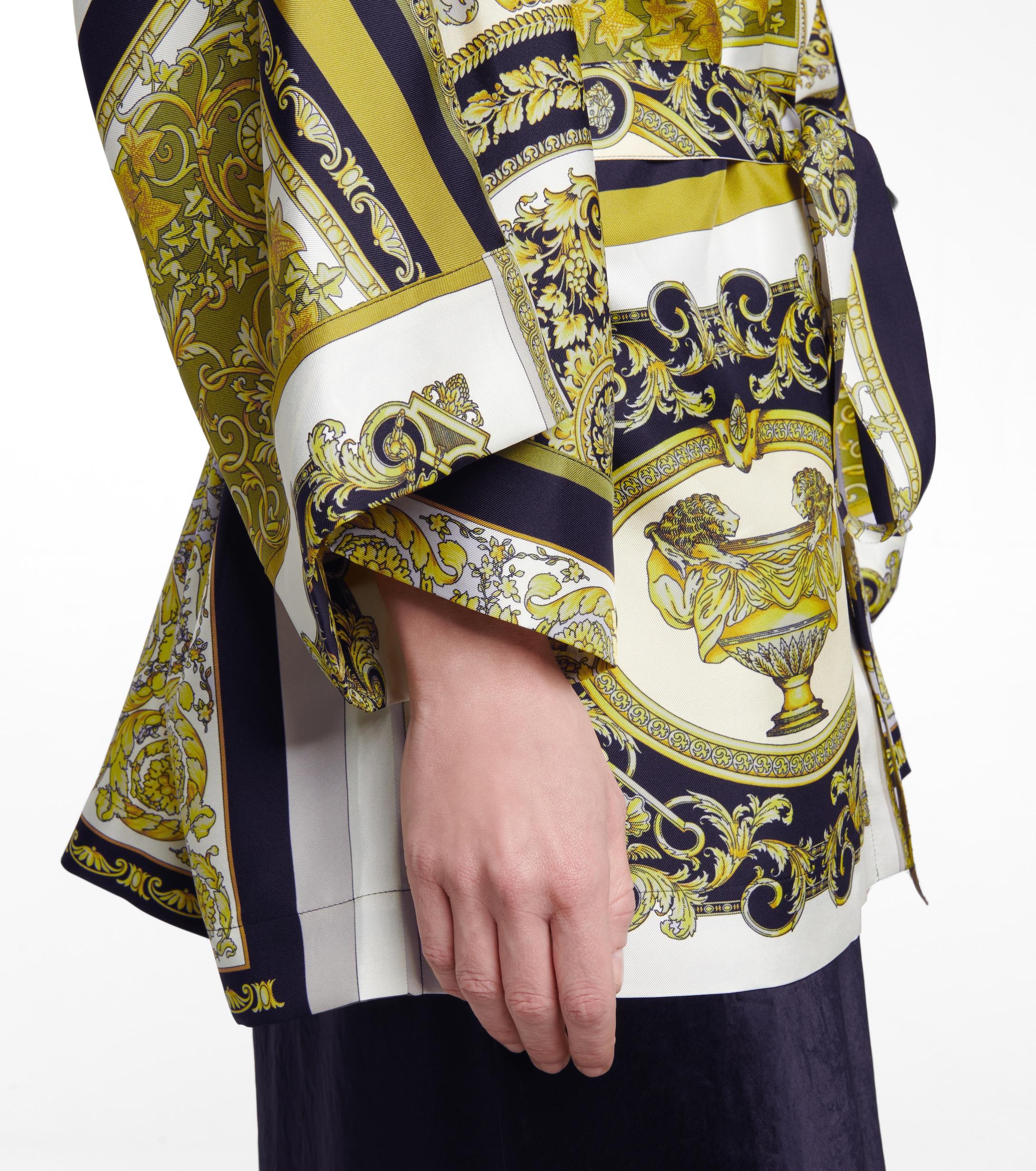 Versace Barocco Mosaic Silk Robe in Yellow - Lyst