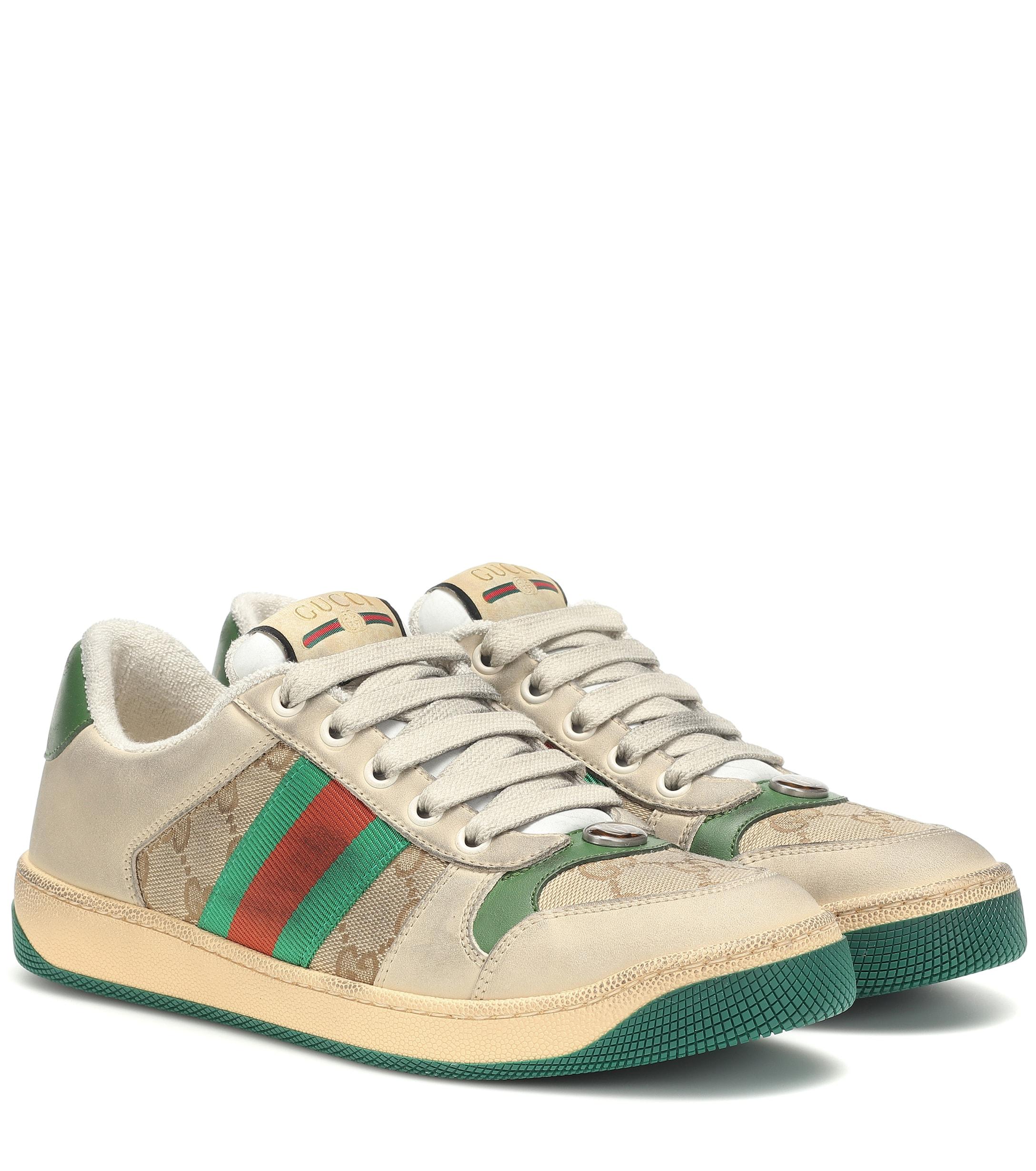Gucci Screener Leather Sneakers in Beige (Natural) - Lyst