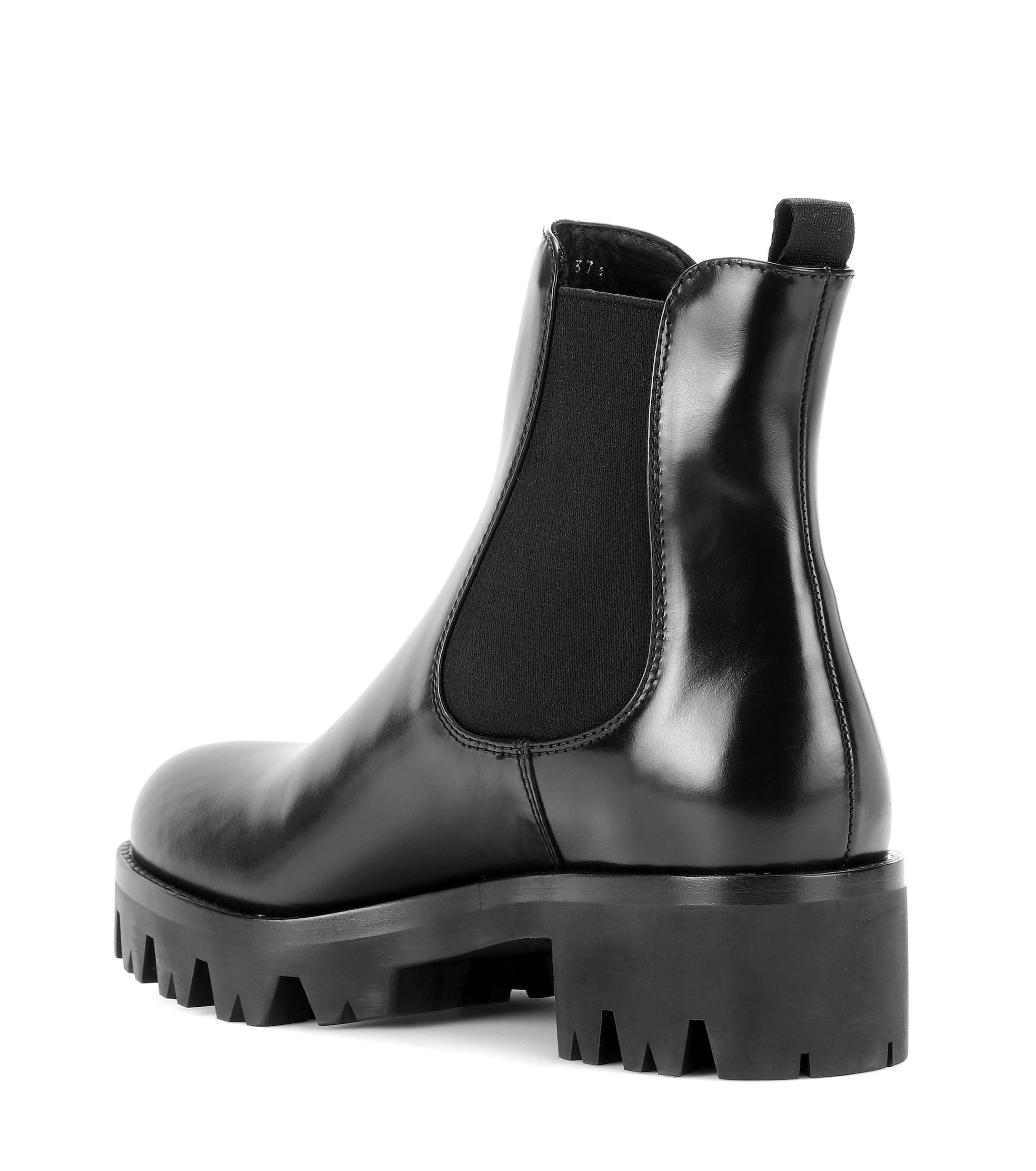 Prada Leather Chelsea Boots in Black - Lyst