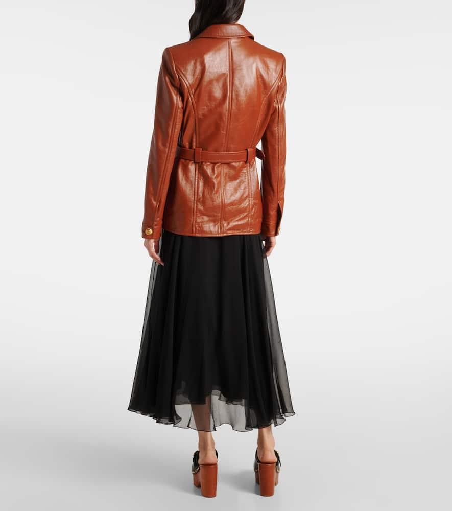 chloe-marron-Chaqueta-De-Piel-