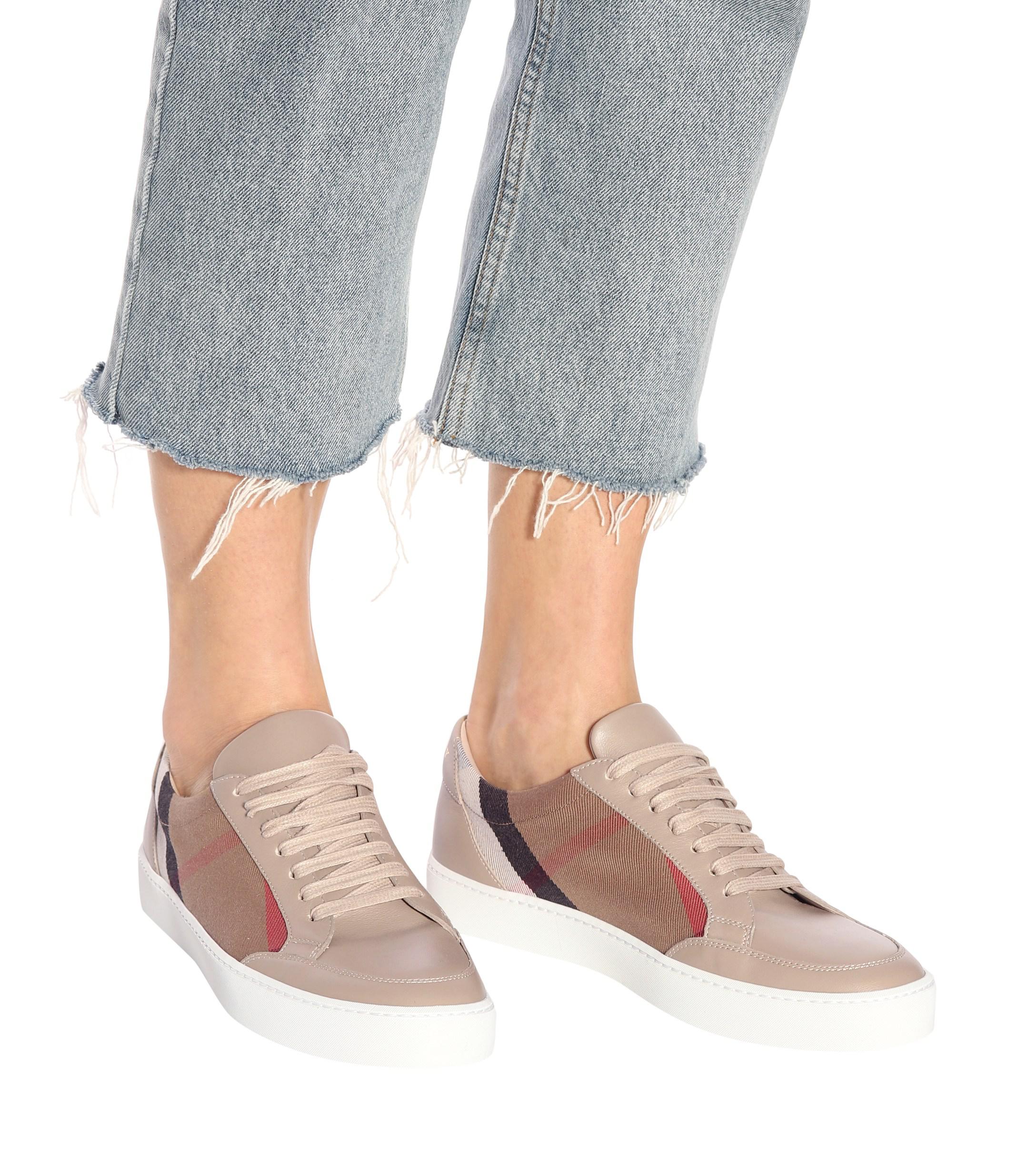 burberry salmond leather and fabric sneakers