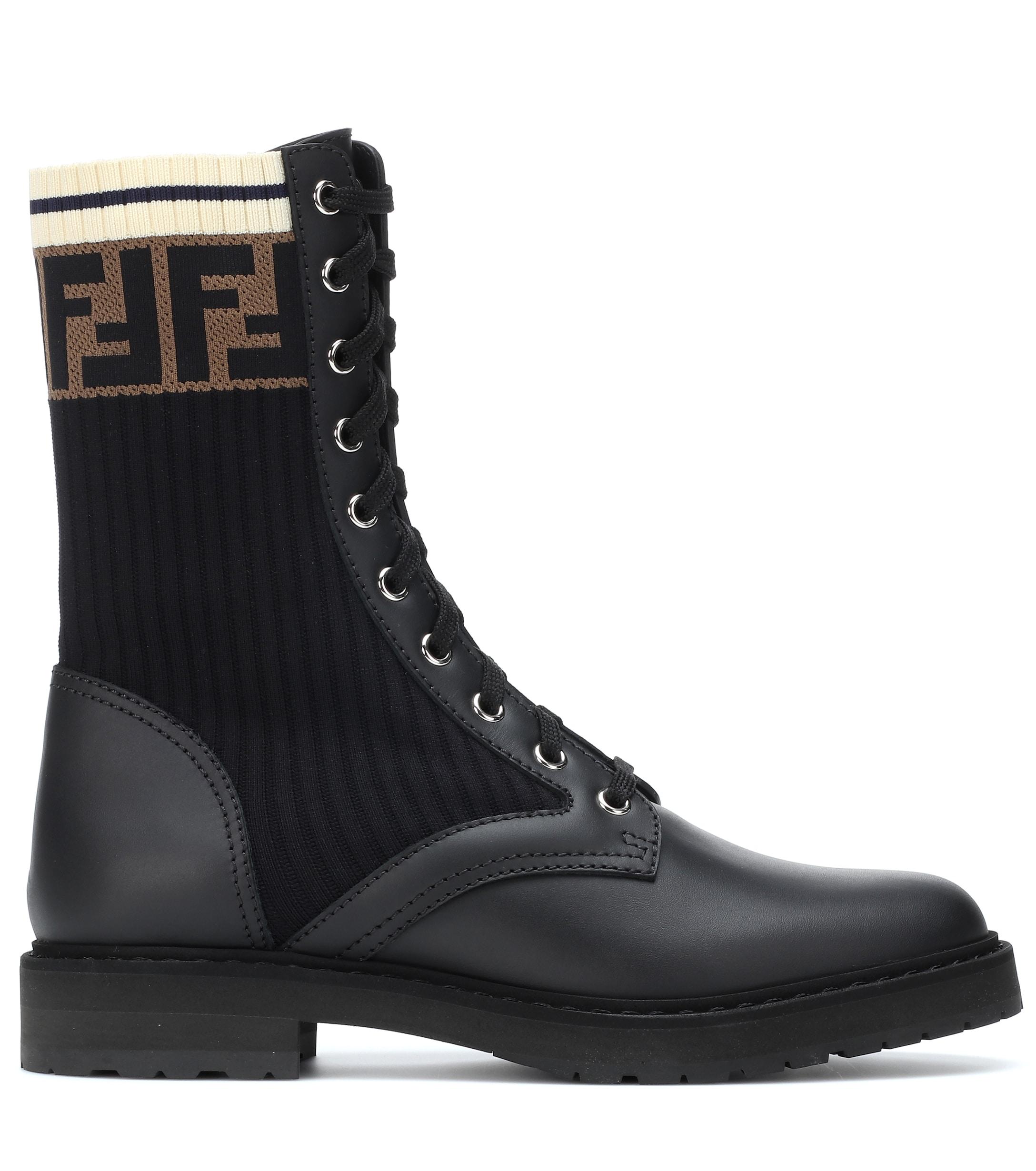 Fendi Leather Biker Boots in Black - Save 26% - Lyst