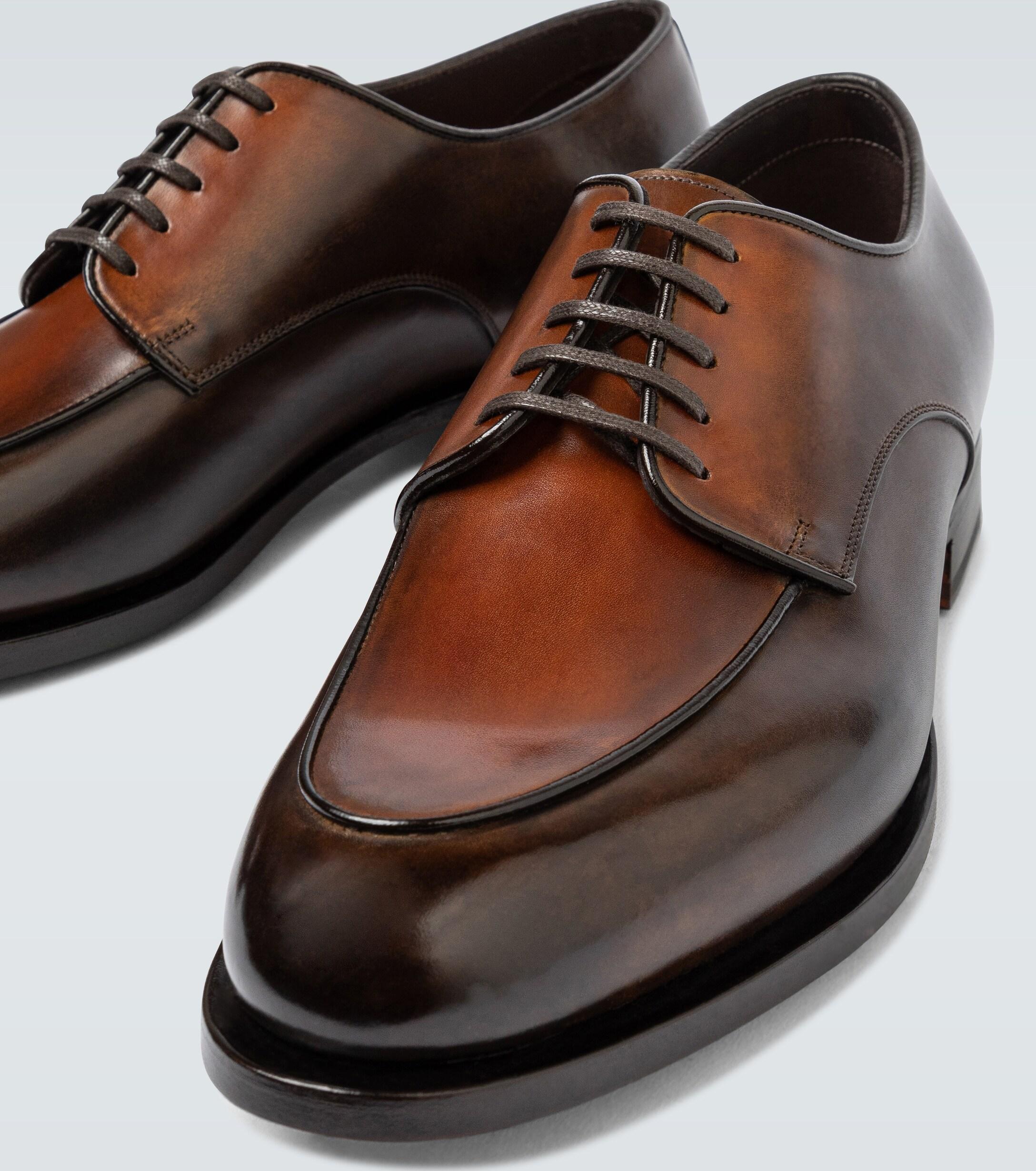 Santoni Leather Derby Shoes in Brown for Men Lyst
