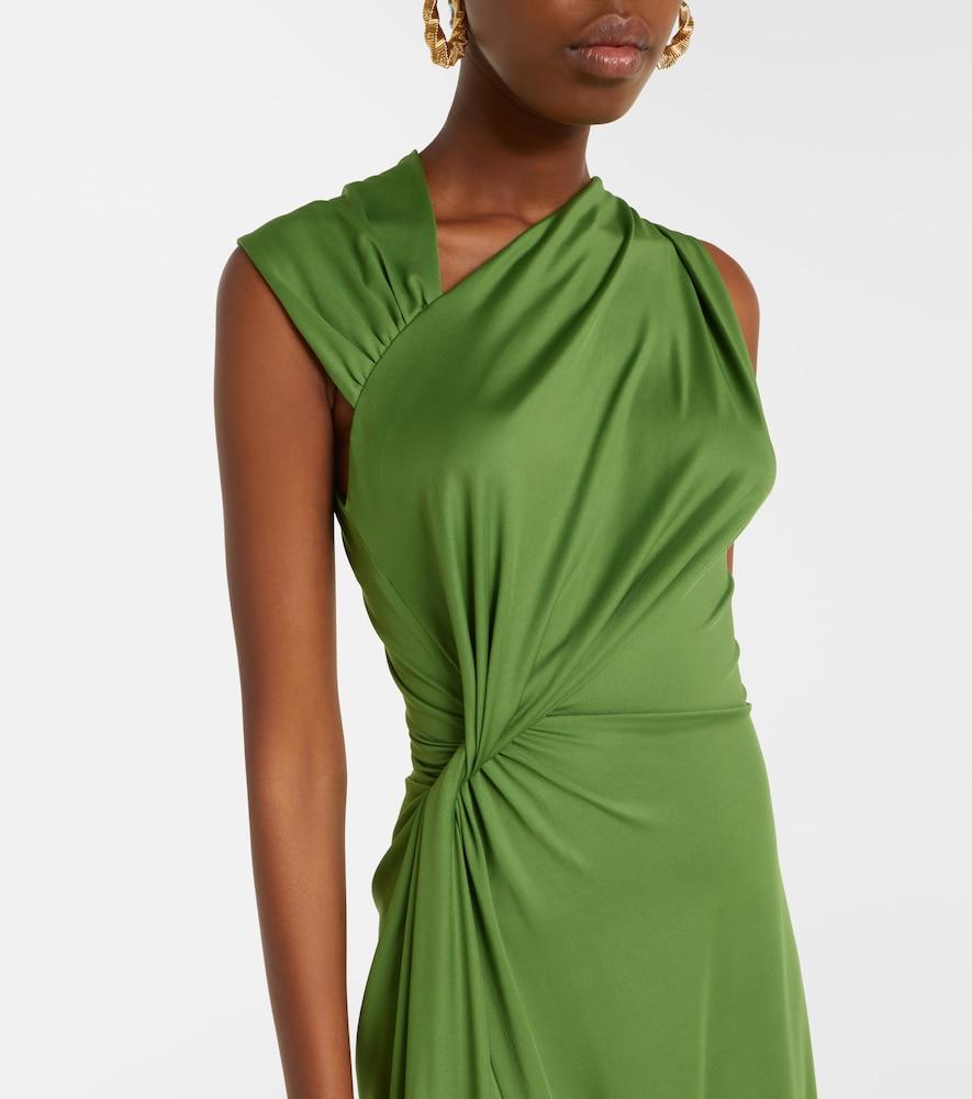 victoria beckham gathered jersey midi dress Asymmetric in Green division-NA