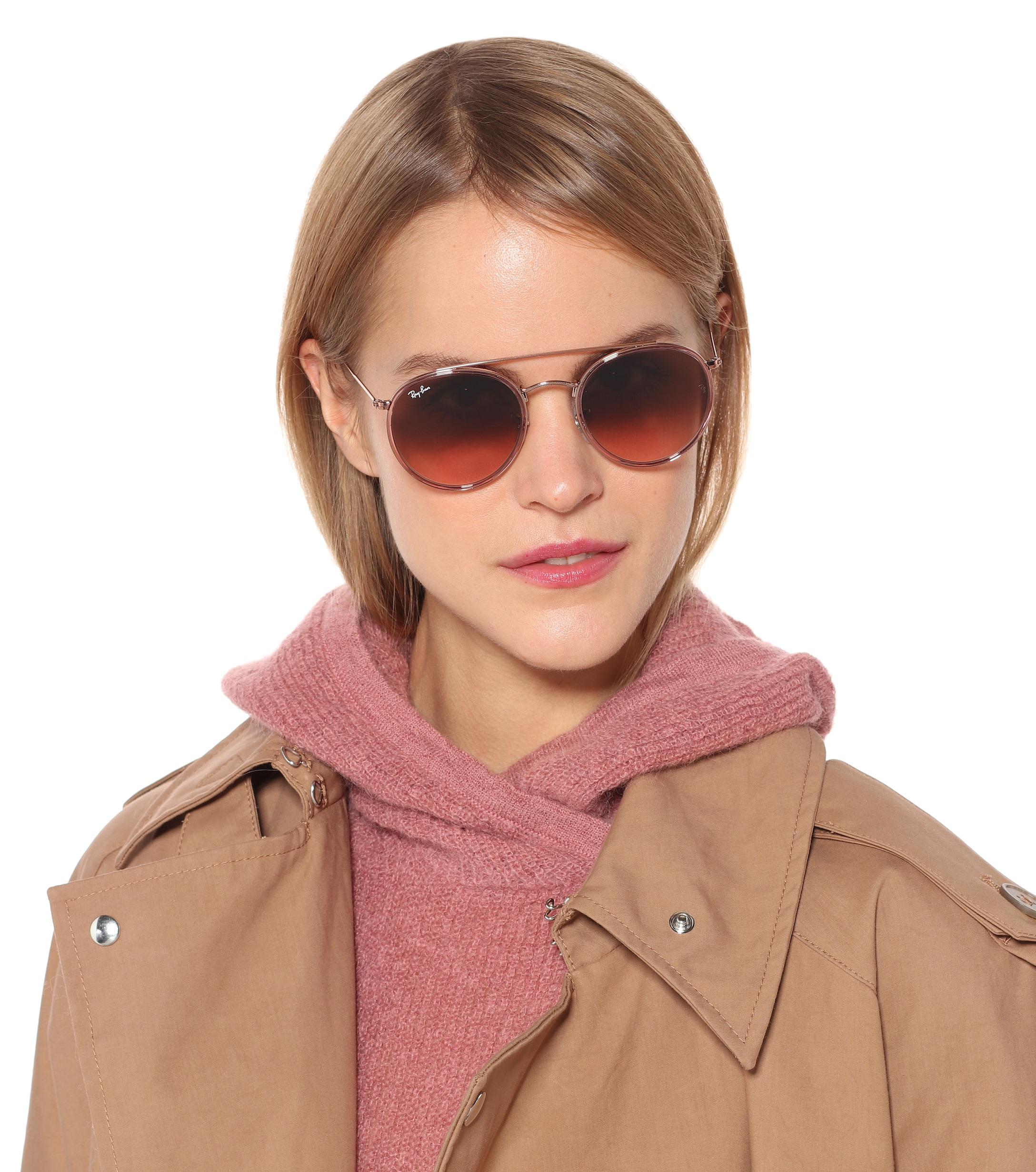 Ray-Ban Double Bridge Sunglasses in Pink | Lyst
