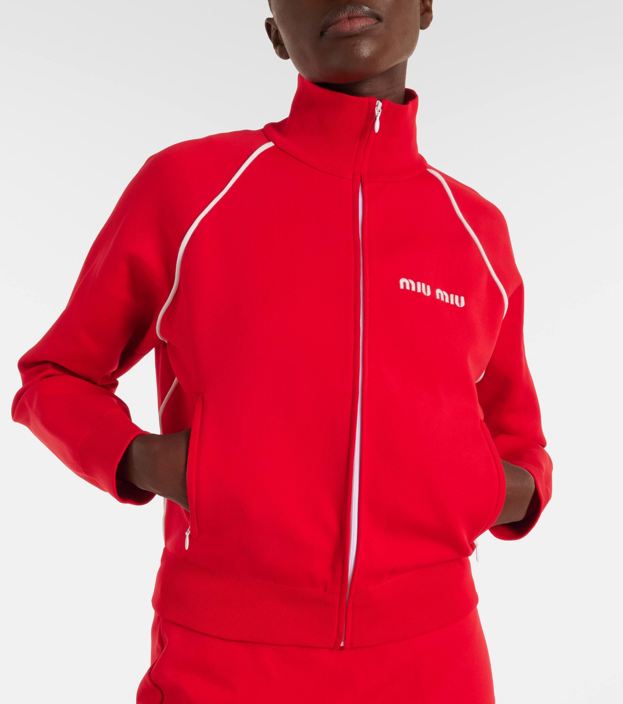 Miu Miu Logo Fleece Track Jacket in Red Lyst UK