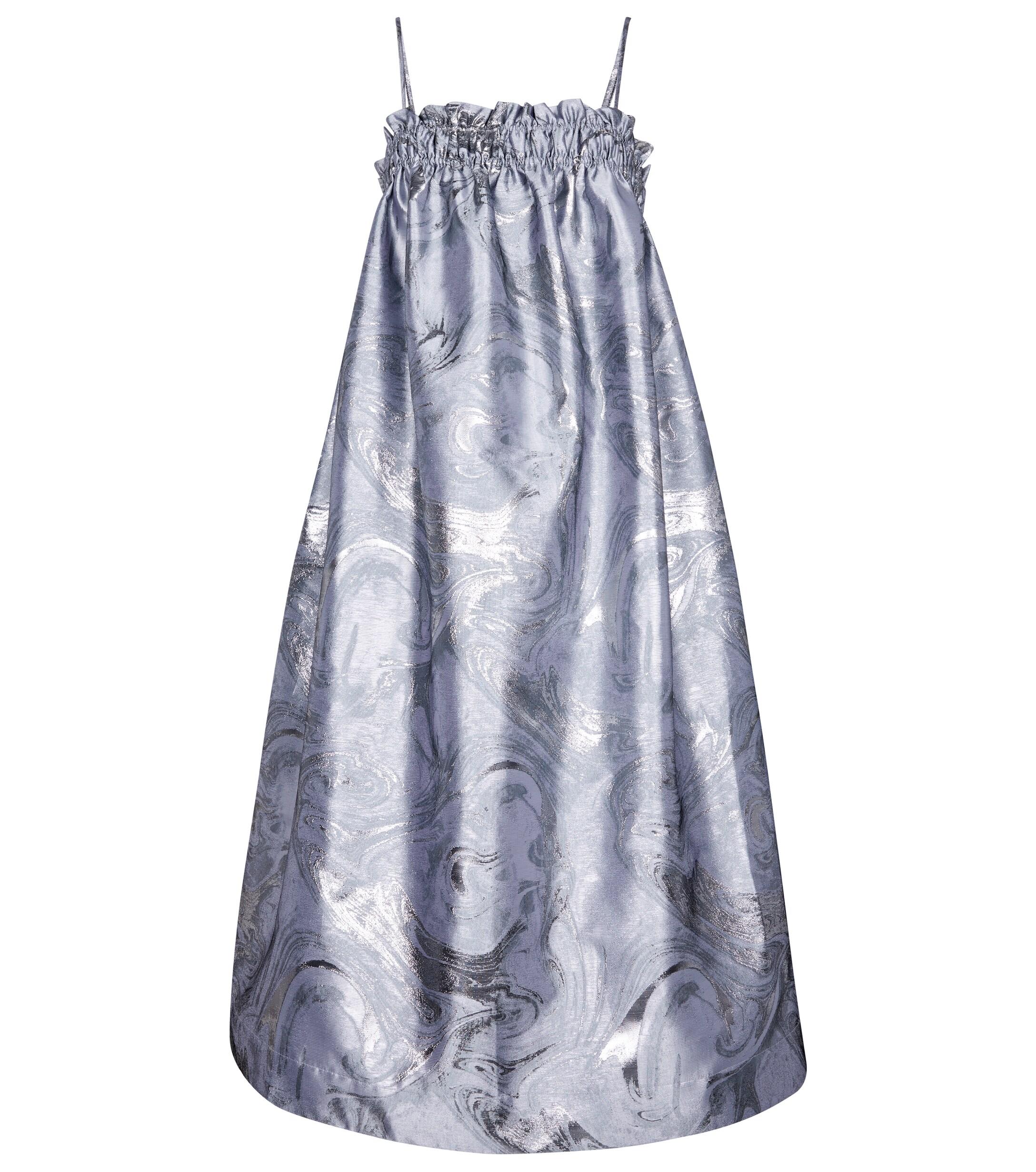Ganni Jacquard Midi Dress in Metallic | Lyst