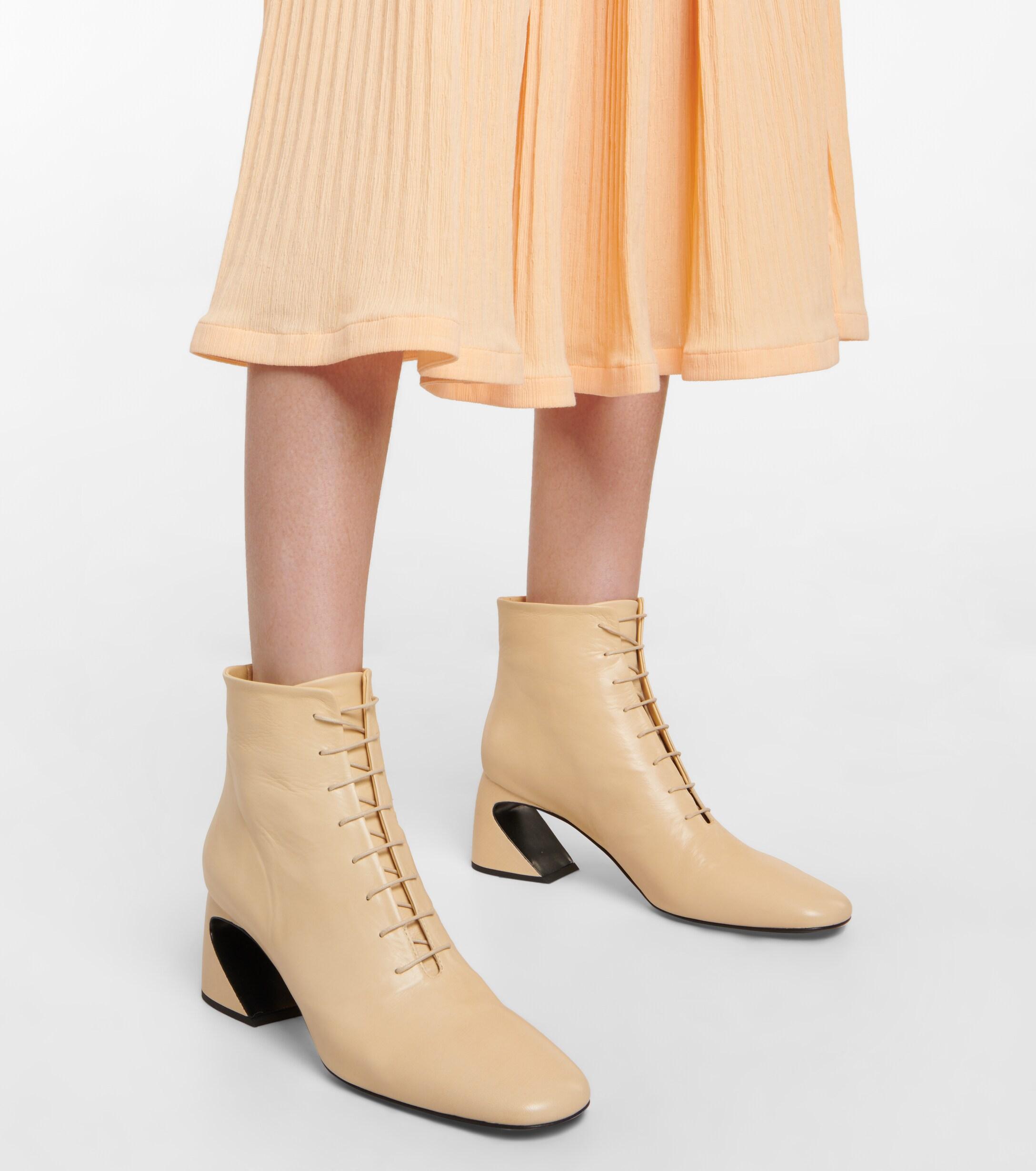 Jil Sander Leather Ankle Boots in Beige (Natural) - Save 30% | Lyst