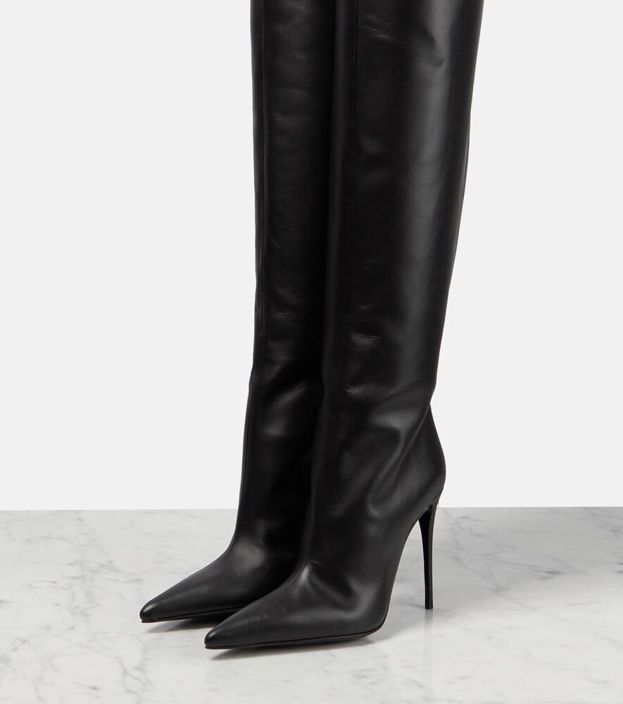 Dolce & Gabbana Over-the-knee Leather Boots With Garter Belt in Black | Lyst
