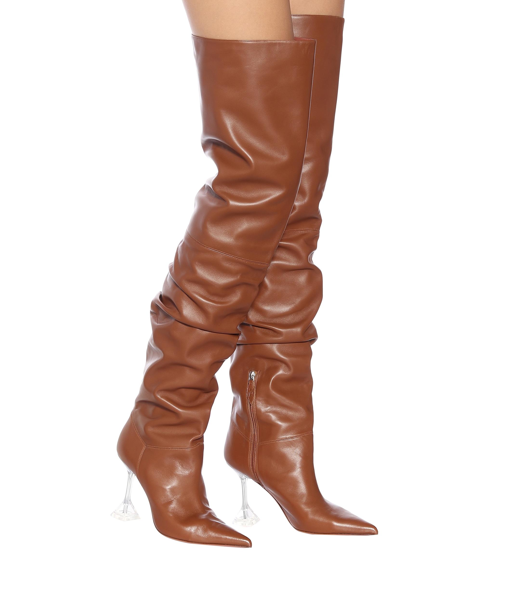 amina muaddi olivia leather thigh boots