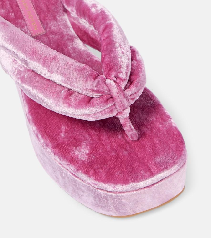 Dries Van Noten Velvet Platform Thong Sandals in Pink Lyst UK