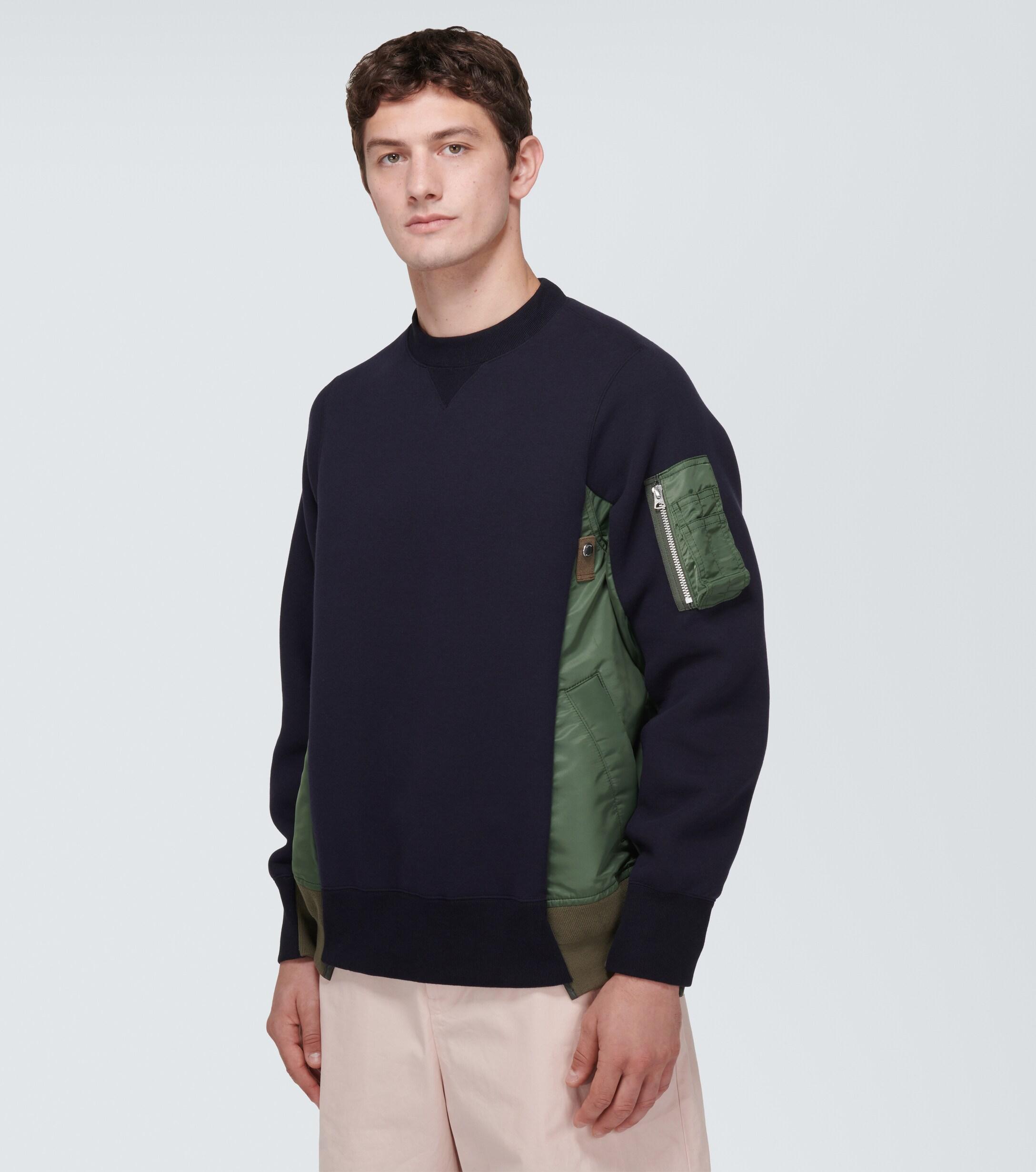 Sacai Cotton-blend Twill Sweatshirt in Blue for Men | Lyst UK