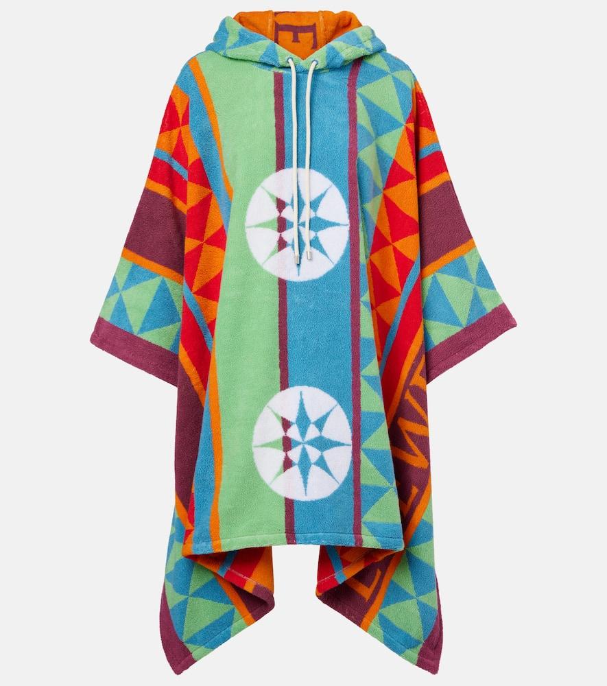 【LOEWE】 Printed hooded cotton terry poncho Loewe Printed Hooded Cotton Terry Poncho in Blue | Lyst Canada
