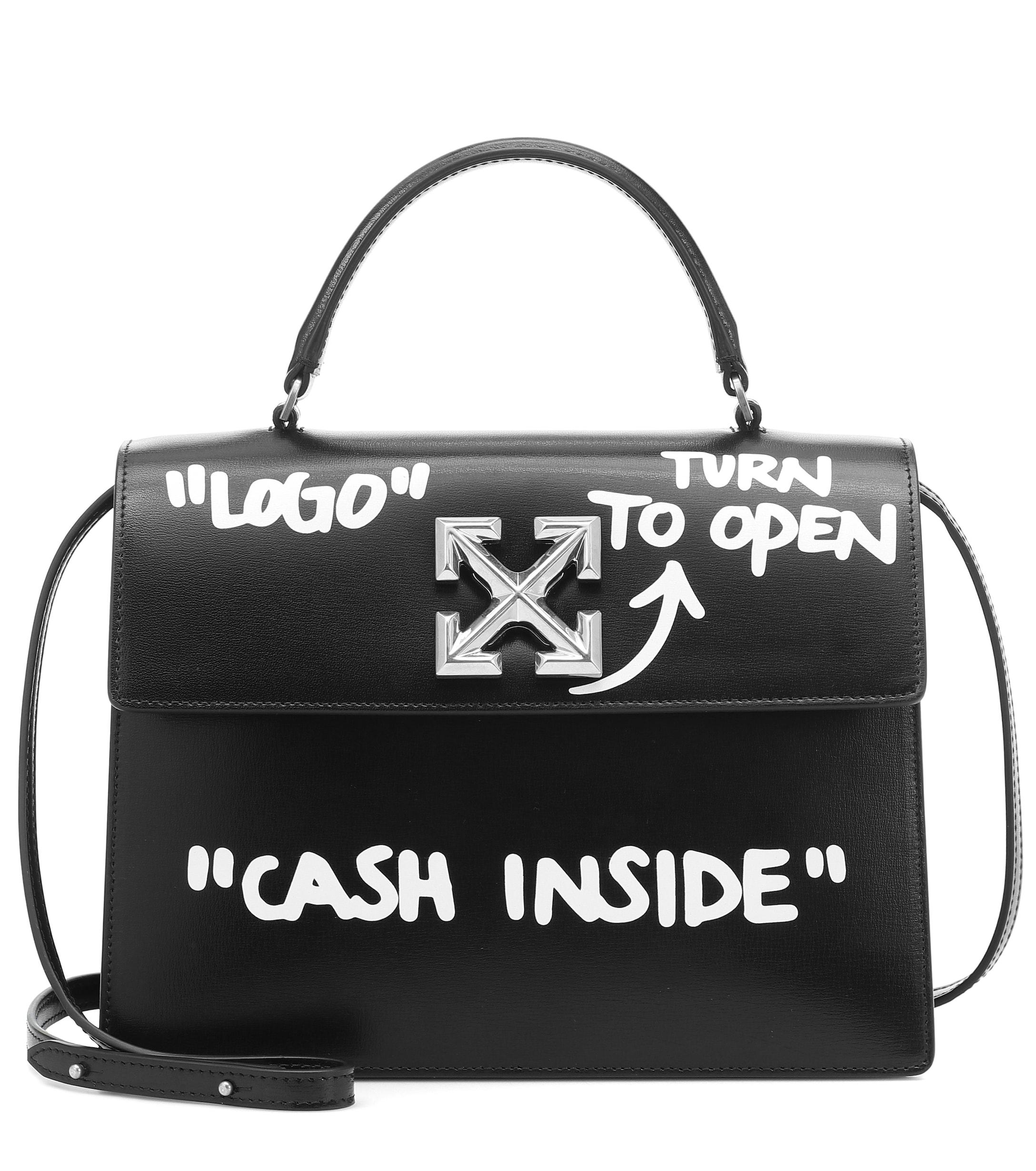 Jitney Small Leather Shoulder Bag in Black - Off White
