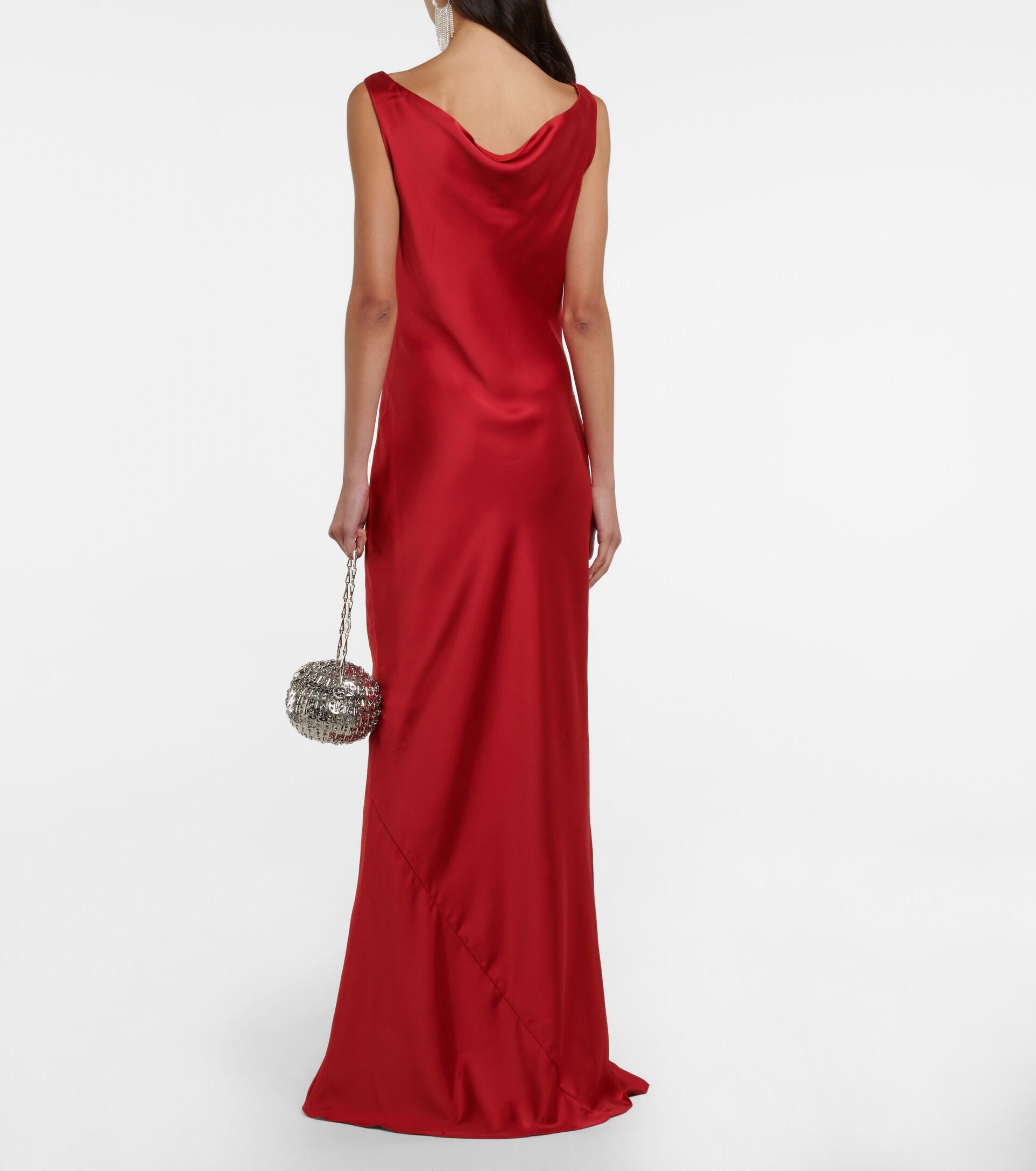 Norma Kamali Maria Satin Gown in Red | Lyst