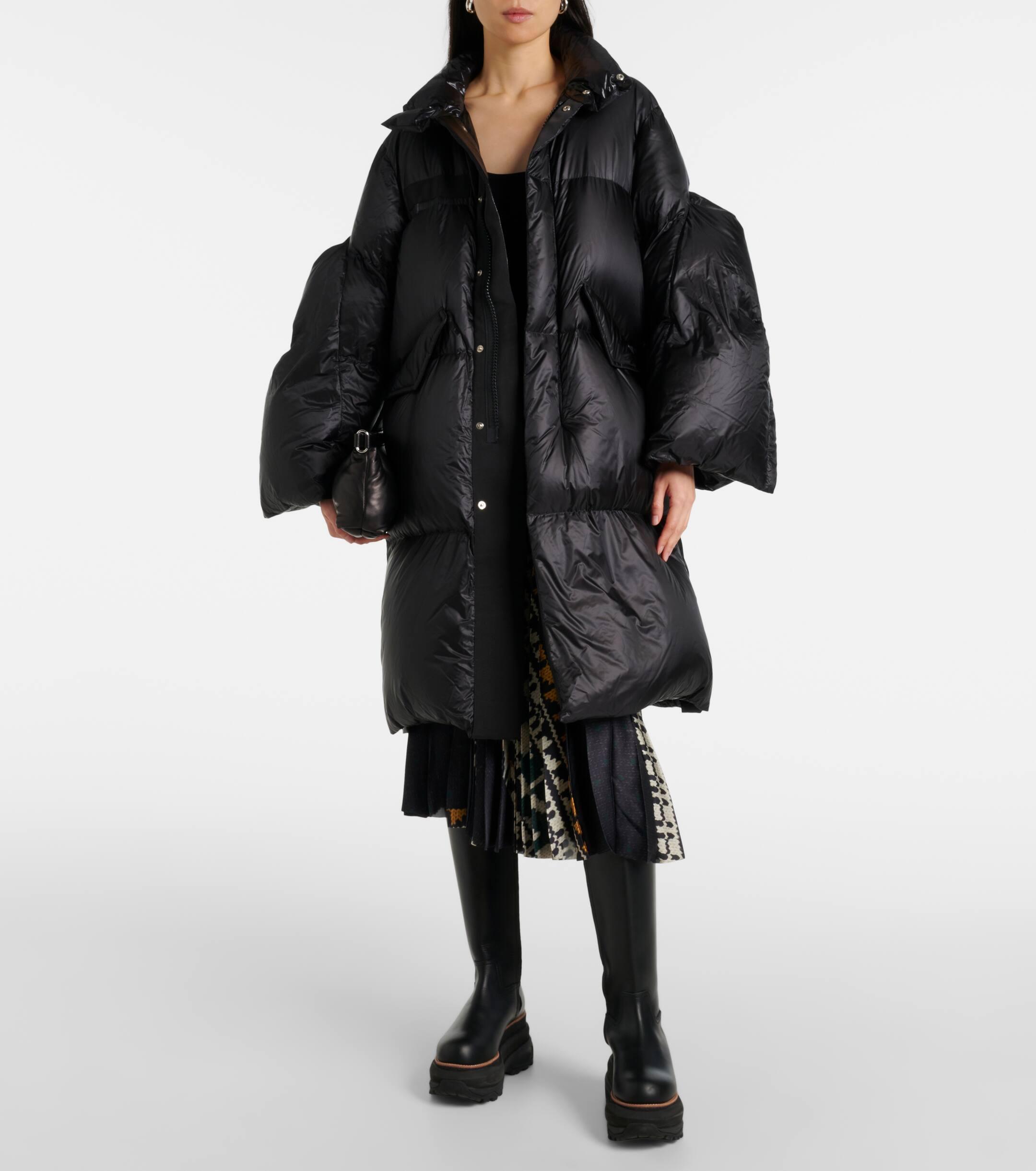Sacai Down Snap Front Coat in Black Lyst UK