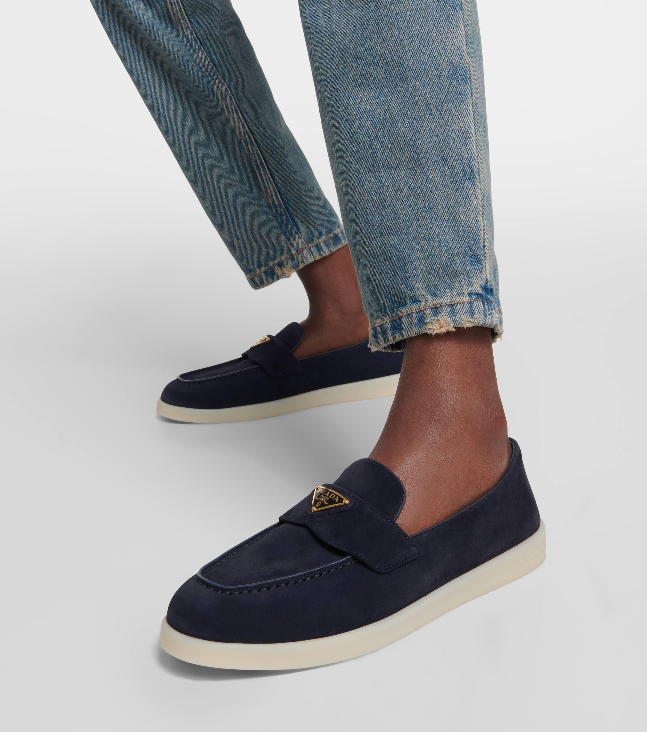 Prada blue loafers best sale