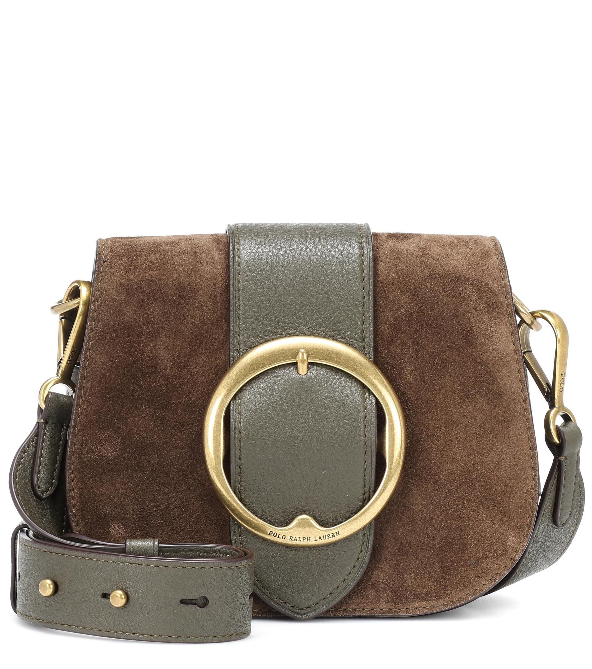 Polo Ralph Lauren Leather And Suede Shoulder Bag in Green | Lyst Australia