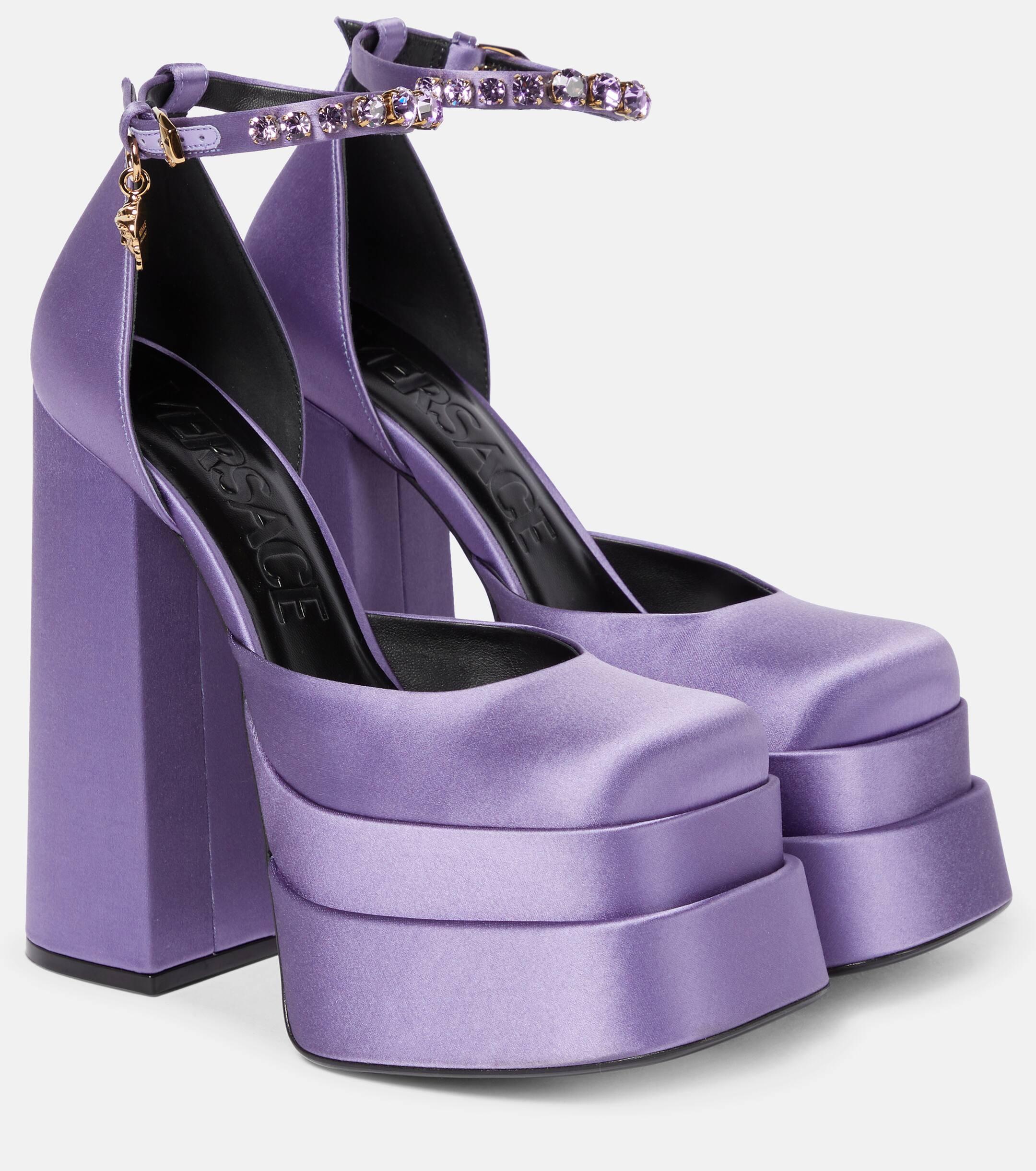 Versace Medusa Aevitas Satin Platform Pumps in Purple Lyst UK