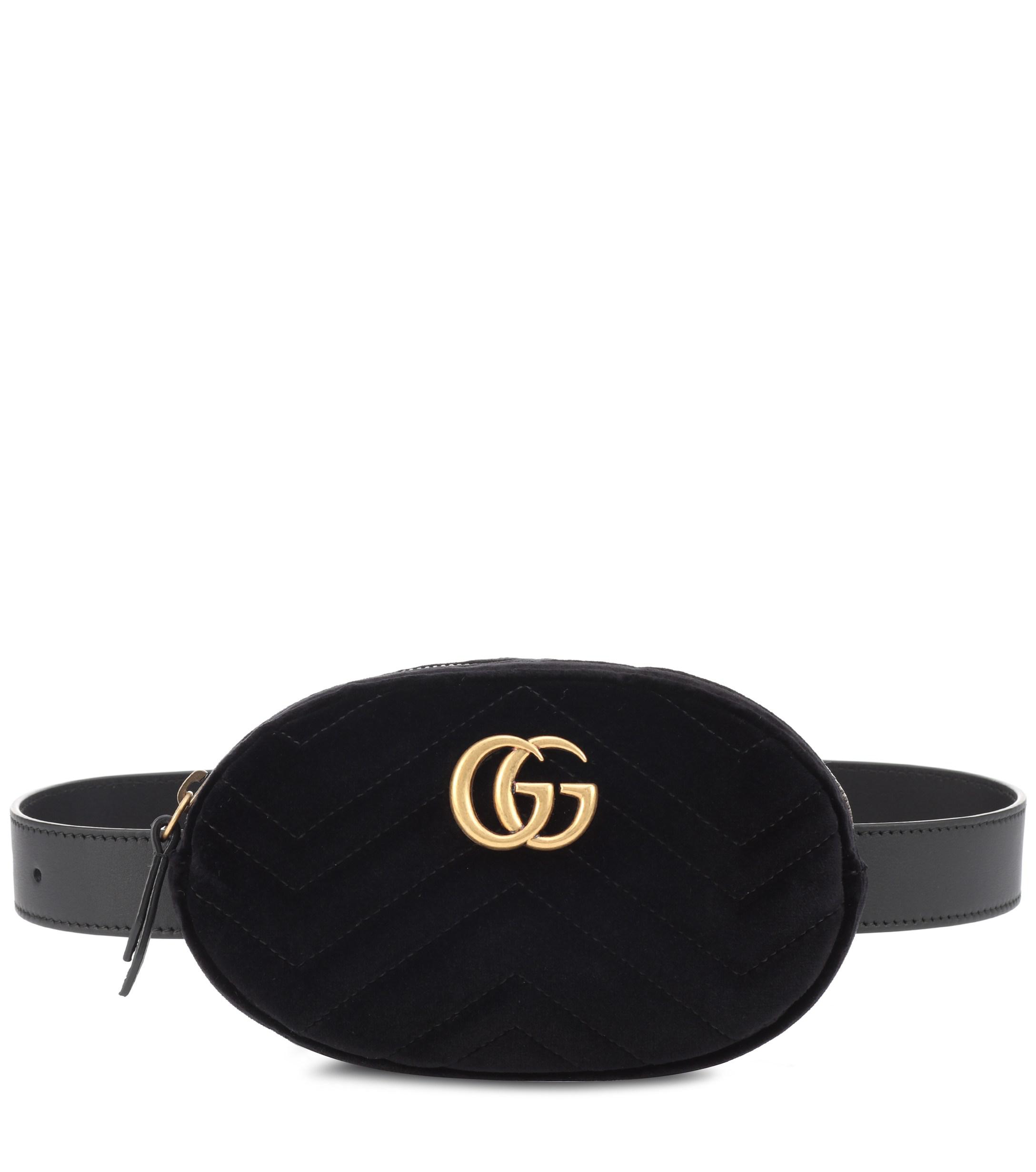Gucci GG Marmont Velvet Belt Bag in Black | Lyst