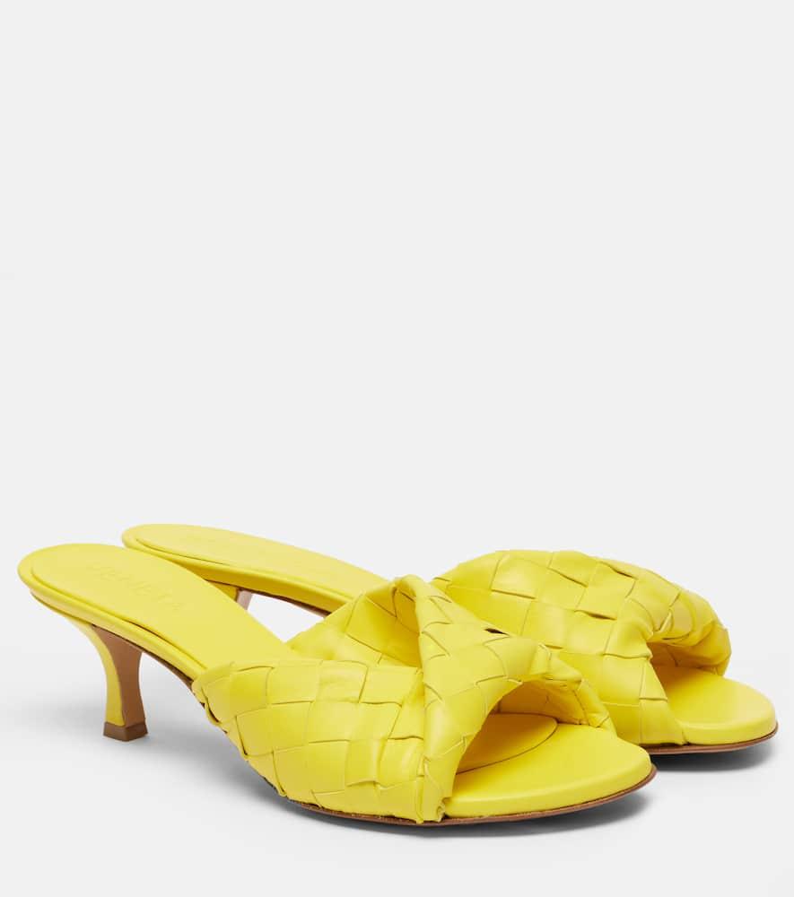 Oahu 95 satin mules in yellow - Aquazzura | Mytheresa