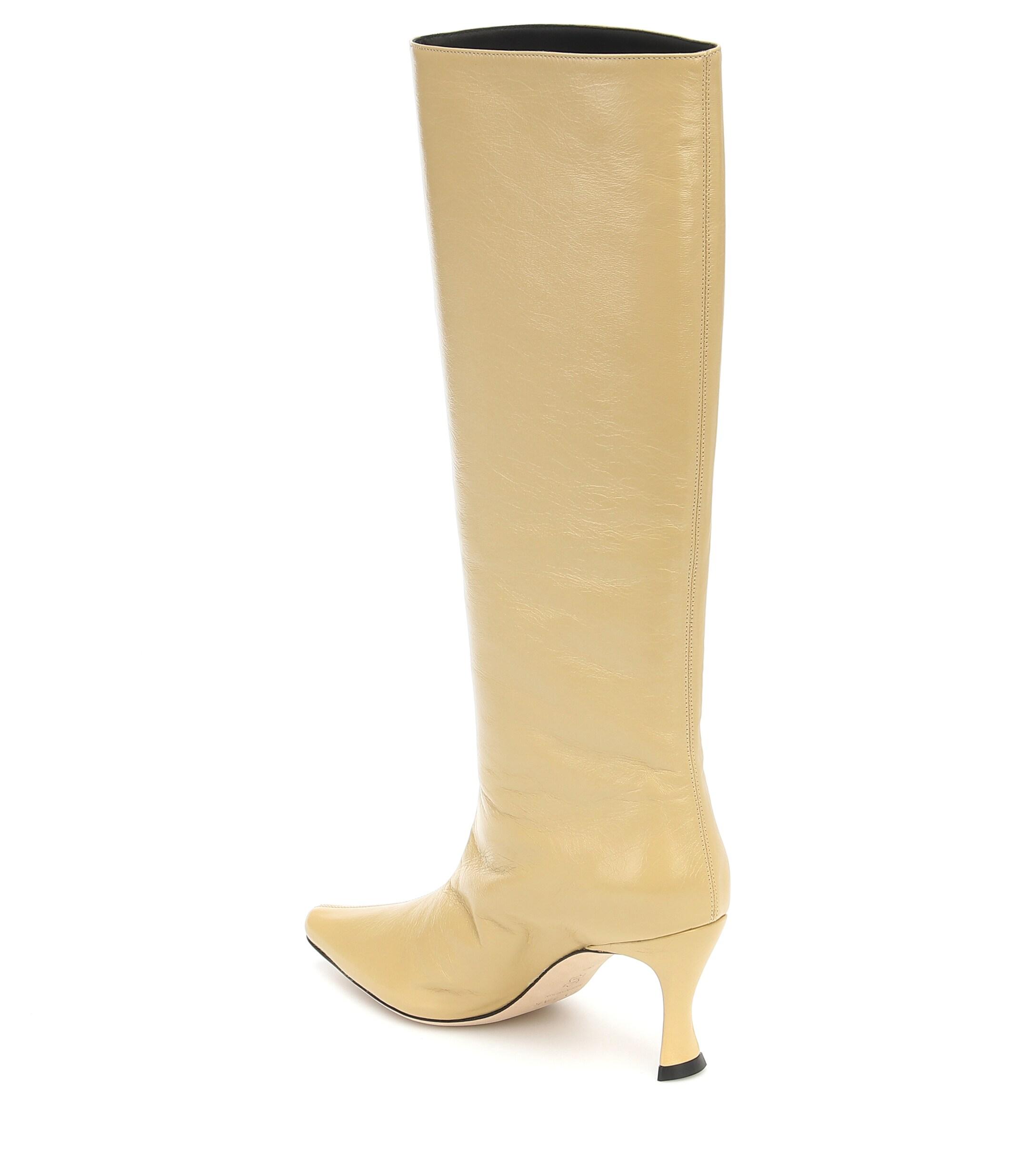 BY FAR Stevie 45 Leather Knee-high Boots in Yellow | Lyst
