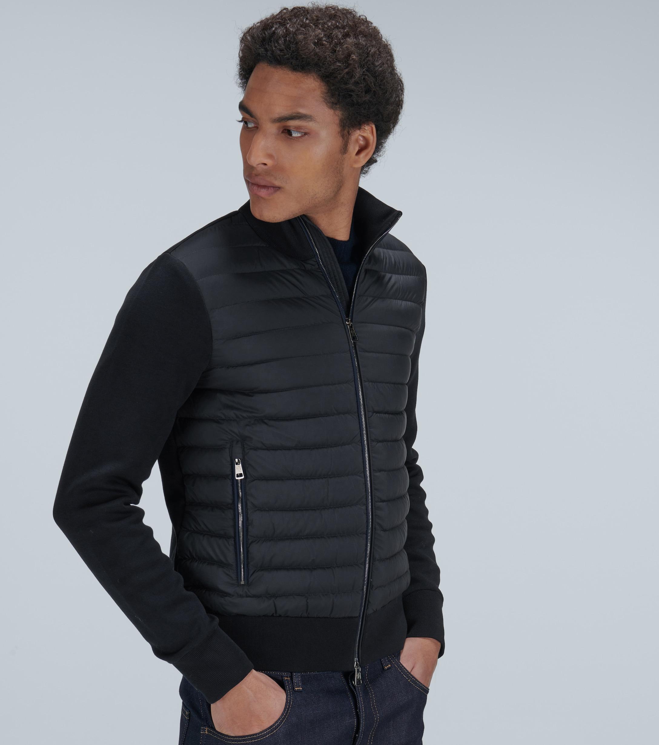 Moncler Tricot Cardigan With Down-filled Front in Blue for Men | Lyst UK