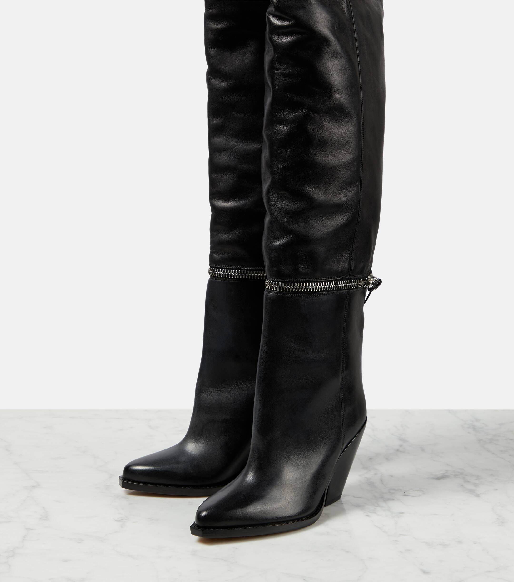 Isabel Marant Lelodie Leather Over The Knee Boots in Black Lyst UK
