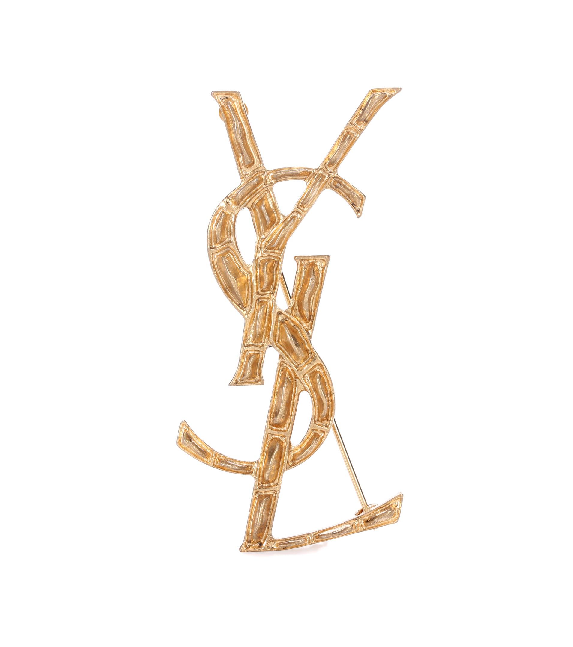 Saint Laurent Opyum YSL Twisted Brooch in Metal