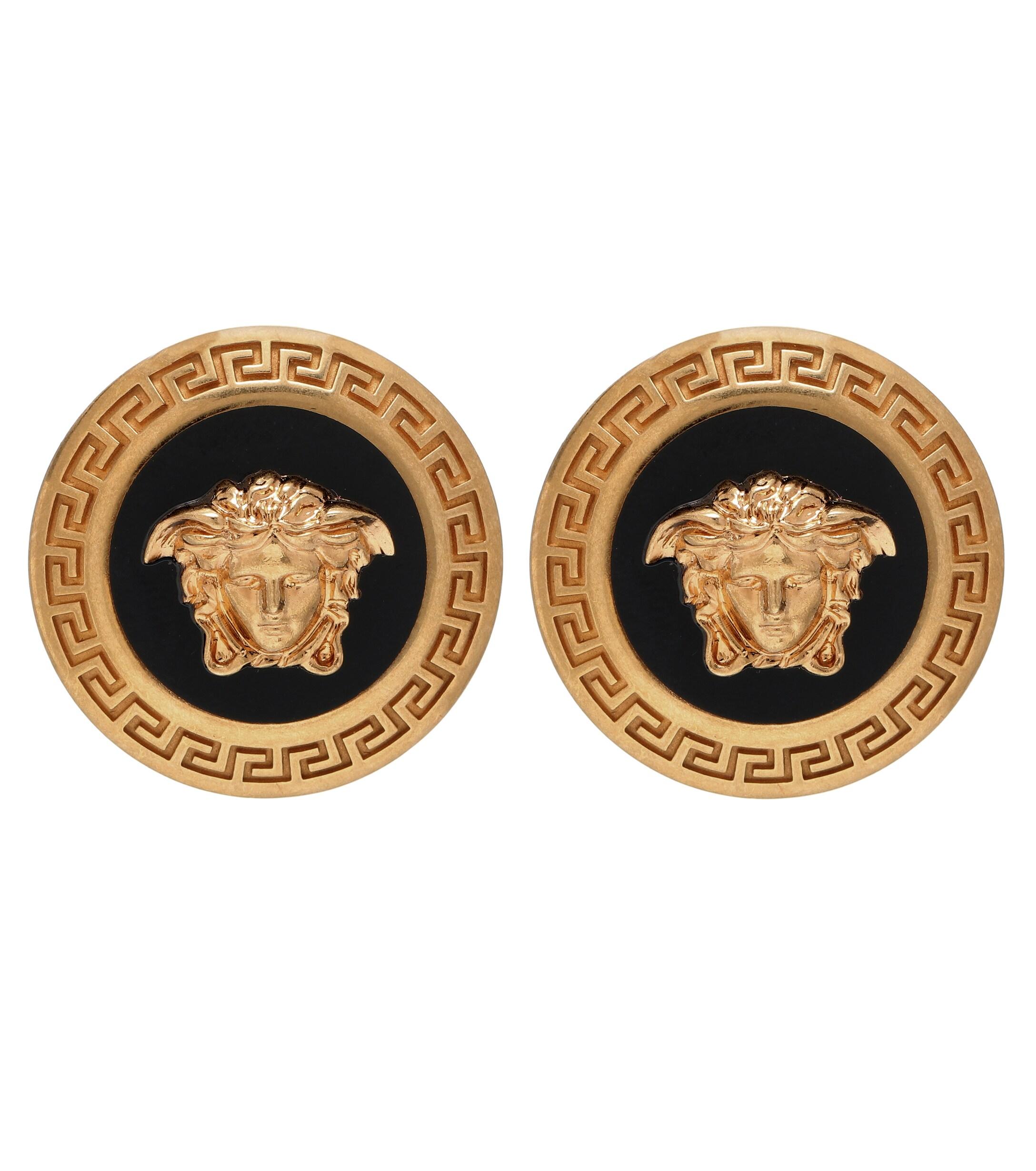 Versace Logo Earrings in Gold (Metallic) - Lyst
