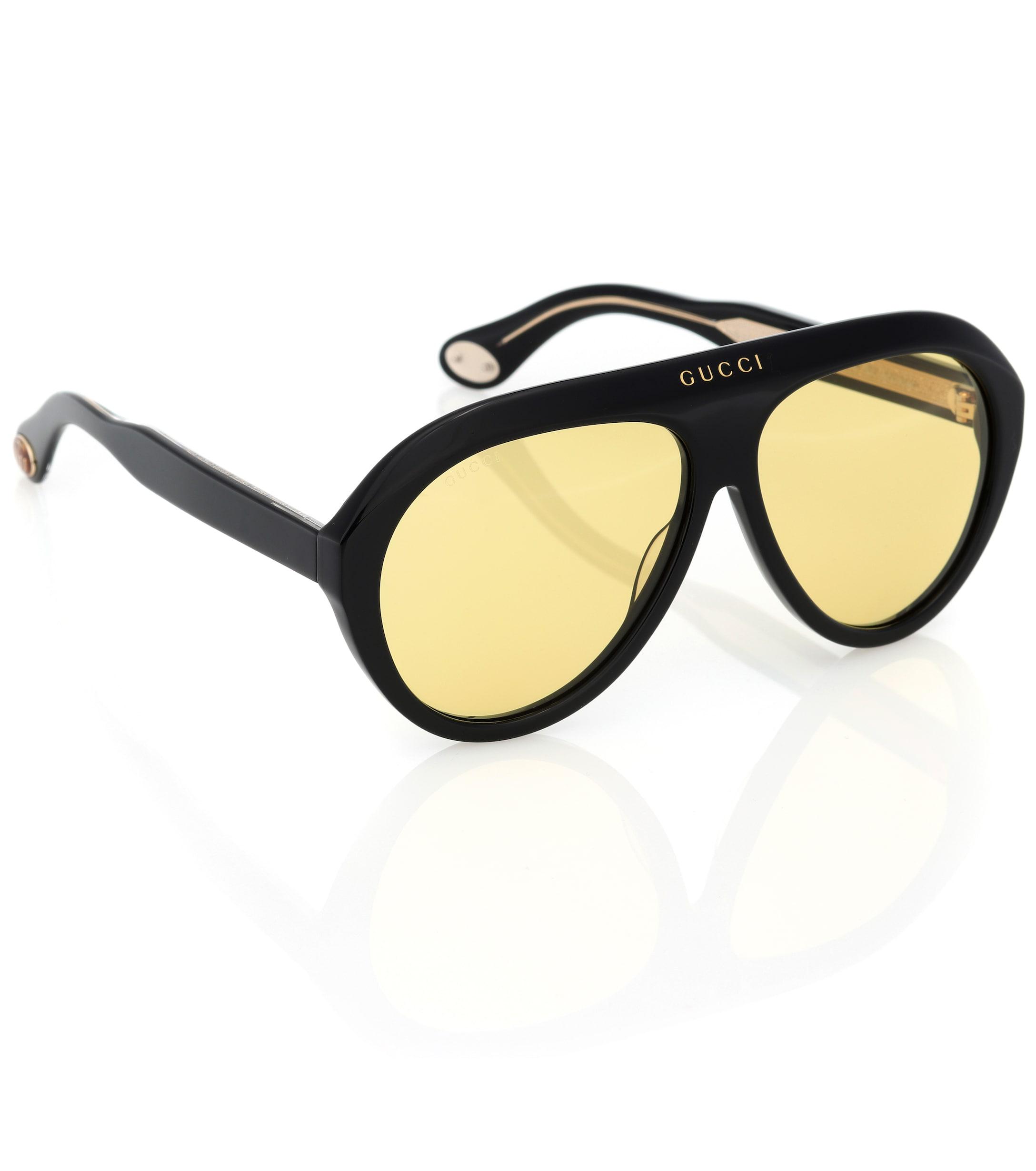 Gucci Navigator Acetate Sunglasses in Black Lyst