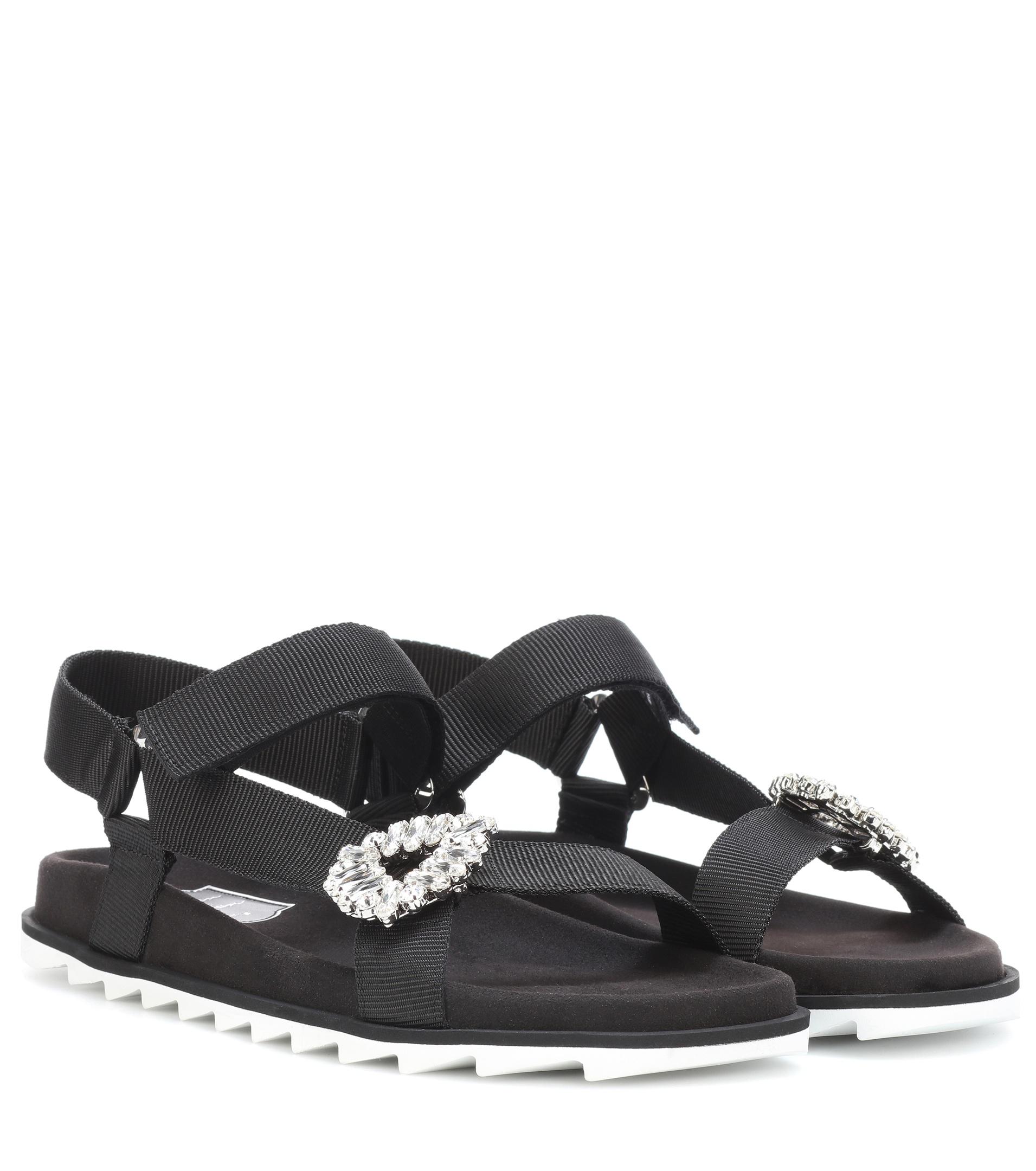 Roger Vivier Crystal-embellished Sandals in Black - Lyst