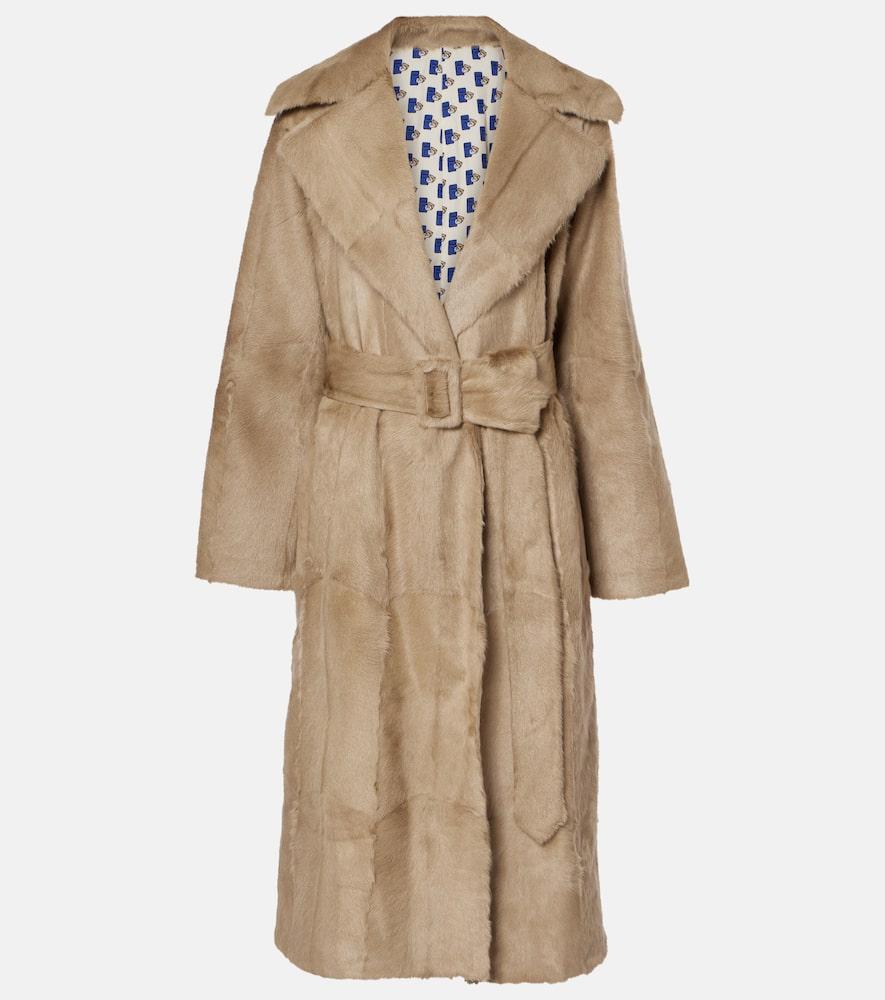Burberry Shearling Trench Coat in Natural Lyst UK