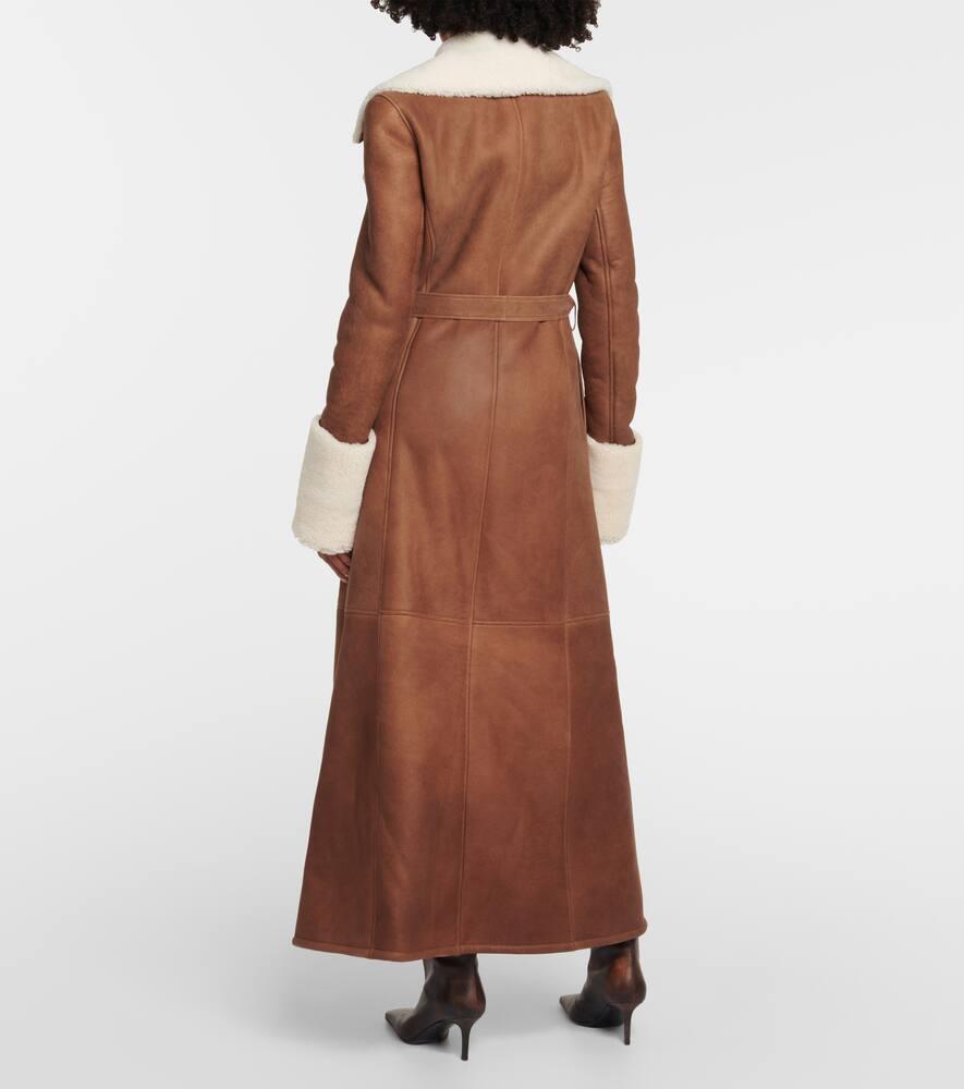 Magda Butrym Mantel aus Leder mit Shearling in Braun Lyst AT