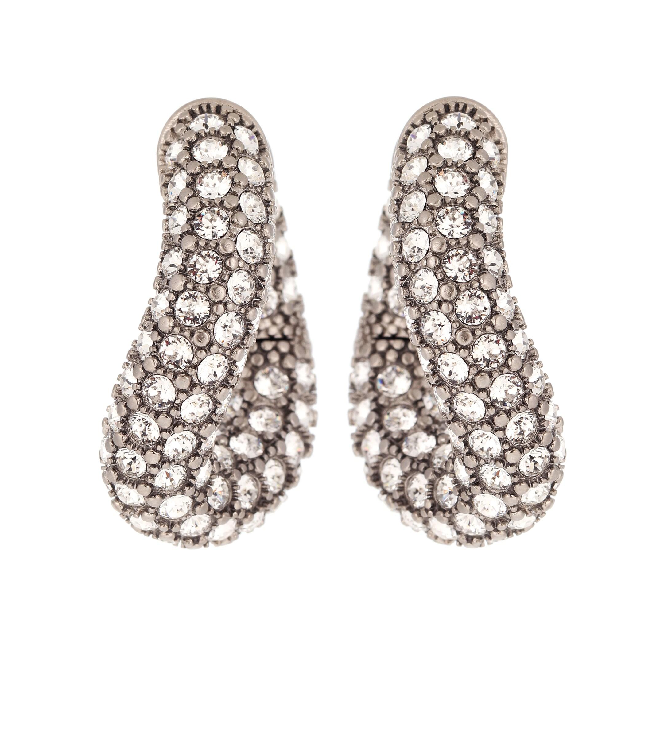 Balenciaga Loop Embellished Hoop Earrings in Silver (Metallic) Lyst