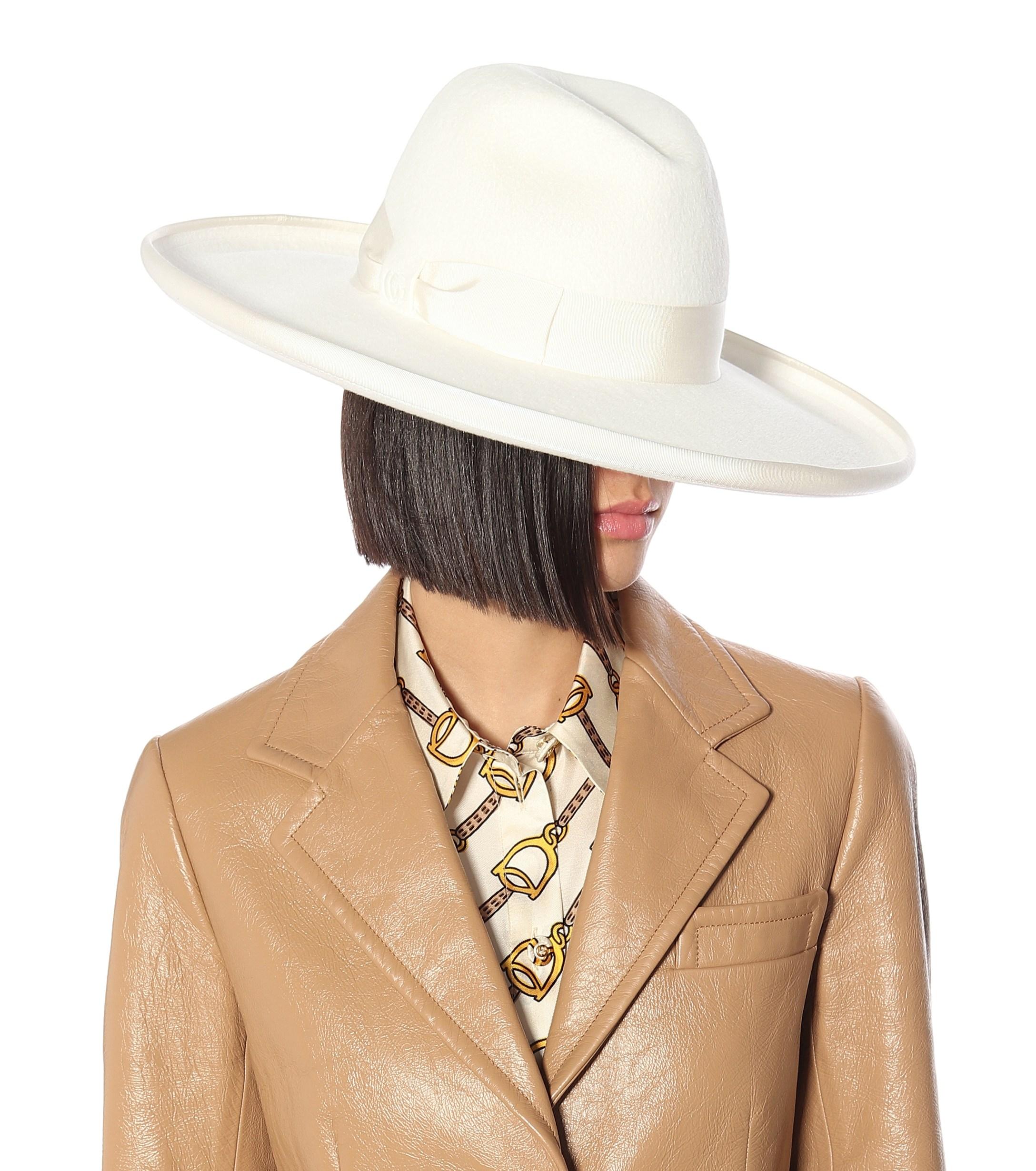 Gucci Wide-brimmed Felt Hat in White