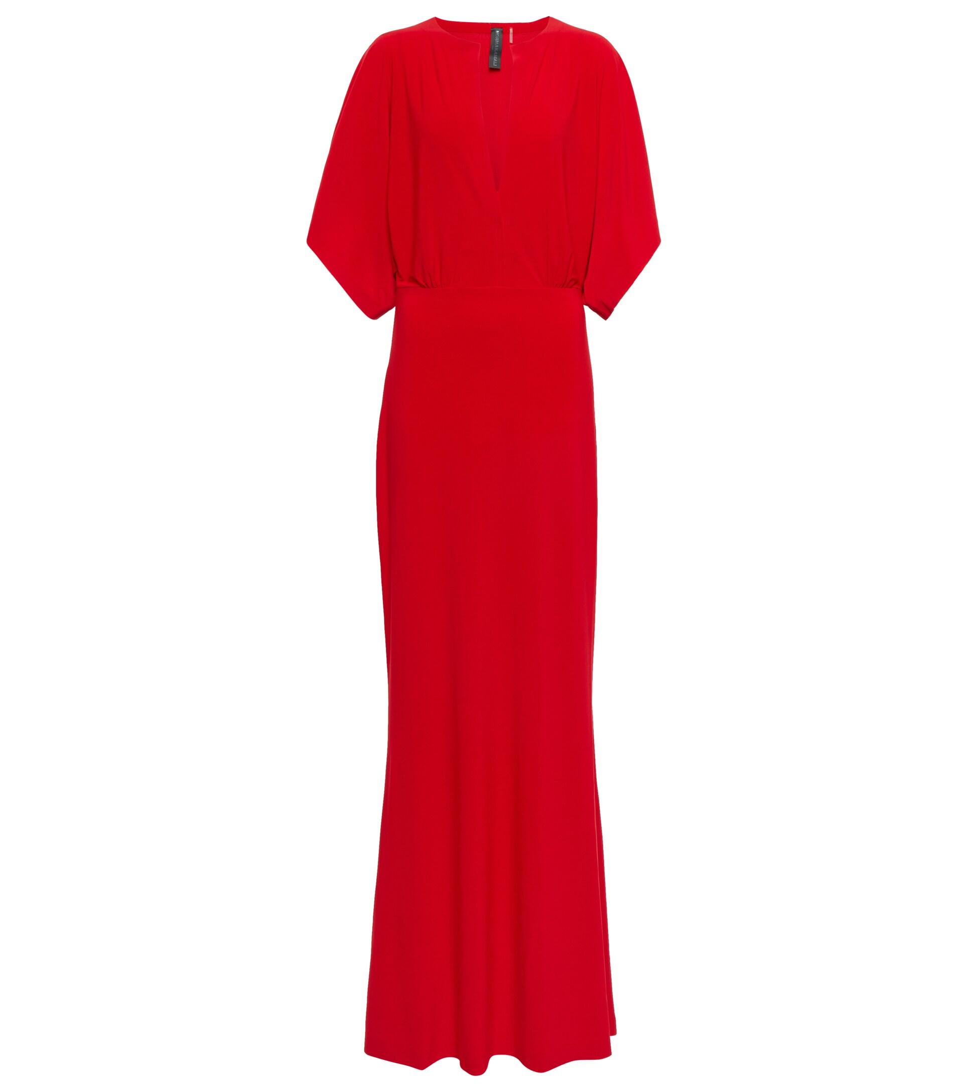 black crepe long sleeve open back fishtail maxi dress