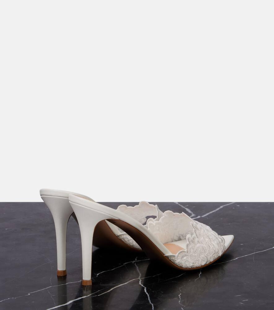 【Gianvito Rossi】 Lace-trimmedレザーサンダル Gianvito Rossi Flavia 105mm レザーサンダル | ブラック